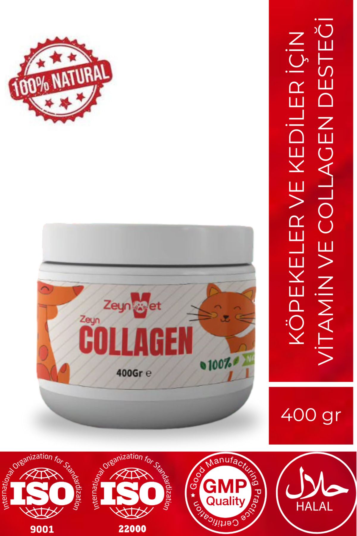 ZEYNVET 400 gr Kedi ve Köpekler için Collagen ve Vitamin Desteği