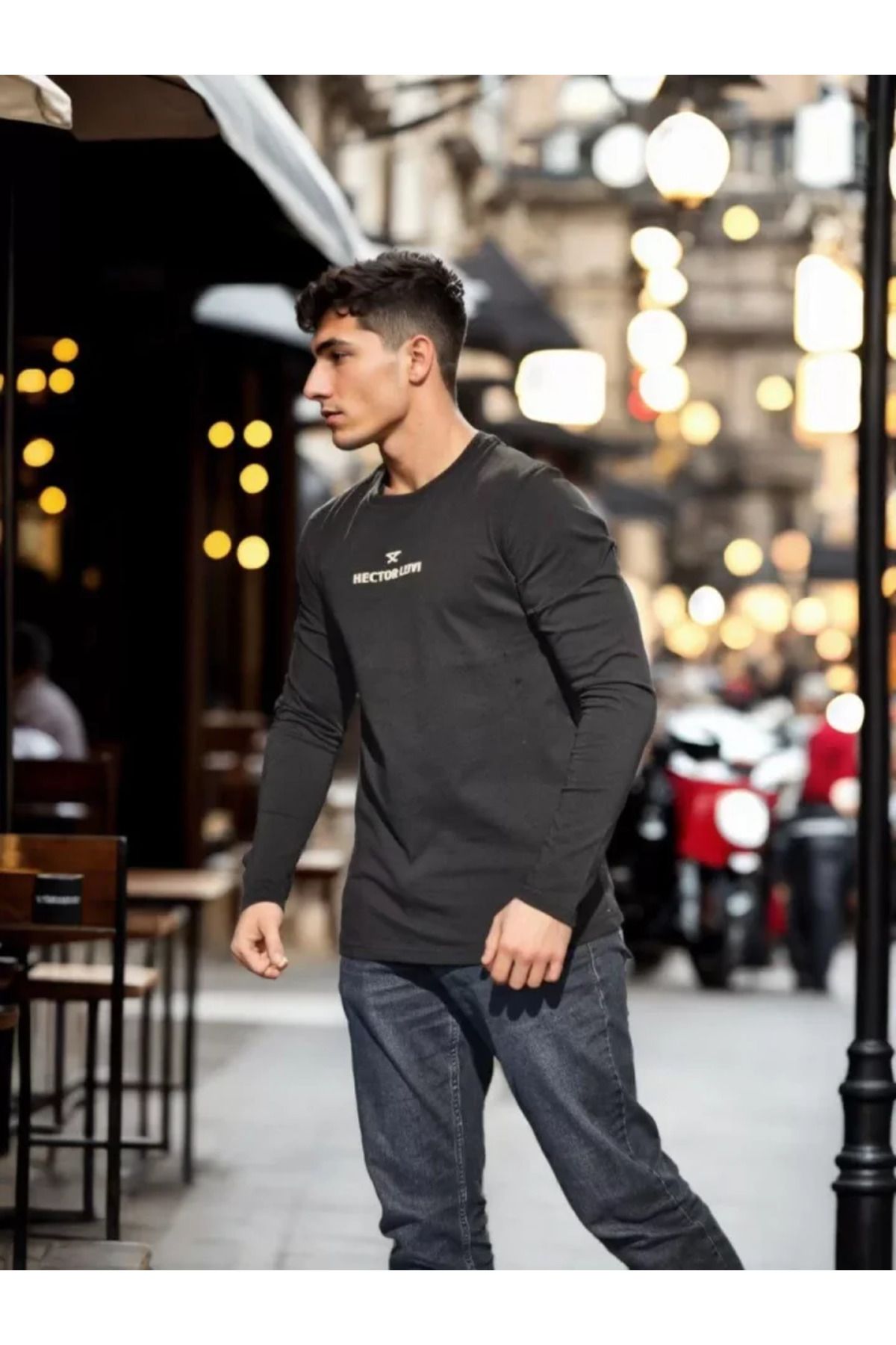 HobiDünyasıElif Unisex Bisiklet Yaka Uzun Kollu T-Shirt - Siyah