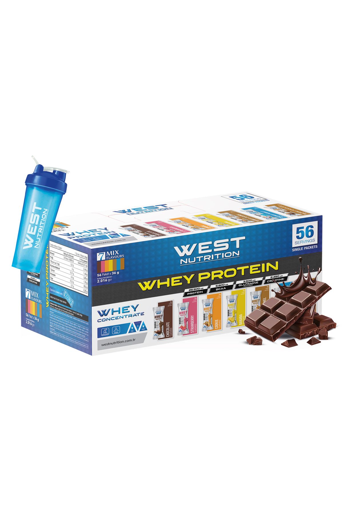 West Nutrition Whey Protein Tozu 56 Servis Saşe ÇİKOLATA Aromalı