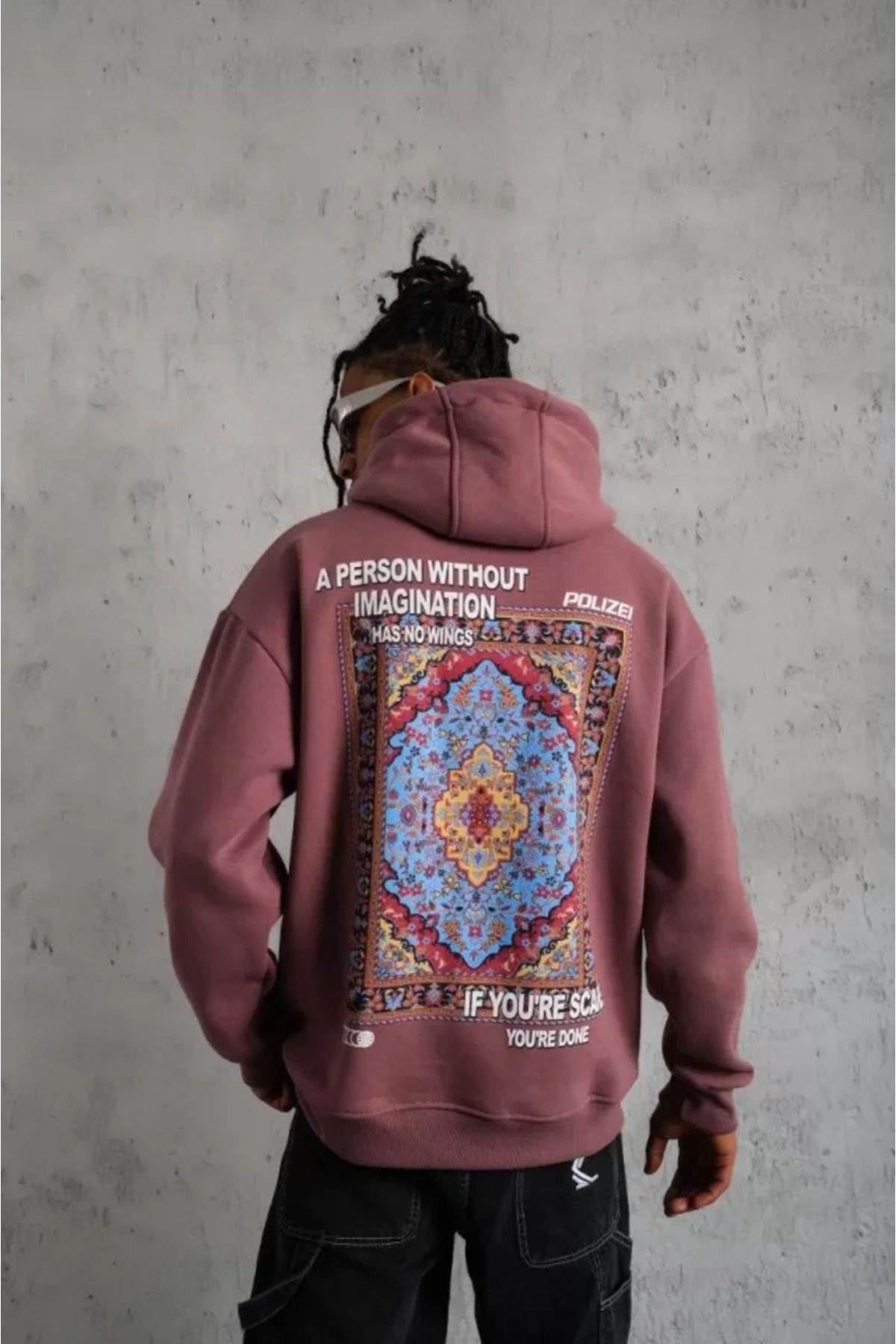 Viyamo-Men's Hooded Sweat - Dried Rose Pattern 2