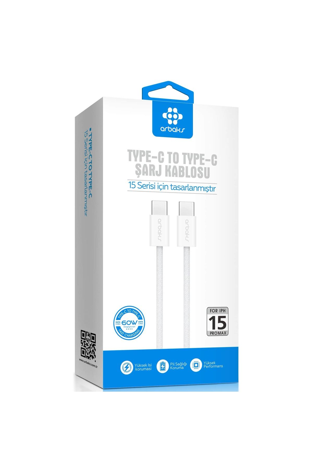 TEKNOTOK 60W Iphone 16 TYPE-C To TYPE-C Usb Şarj Kablosu Arbaks Arb-317