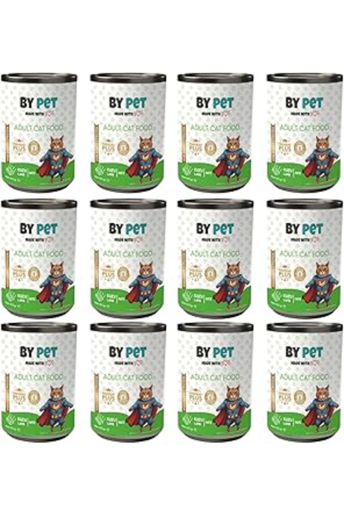 ZUHUDİ Bypet Yetişkin Kediler İÇin Kuzu Etli Kon Yaş 415 Gr X 12 Adet