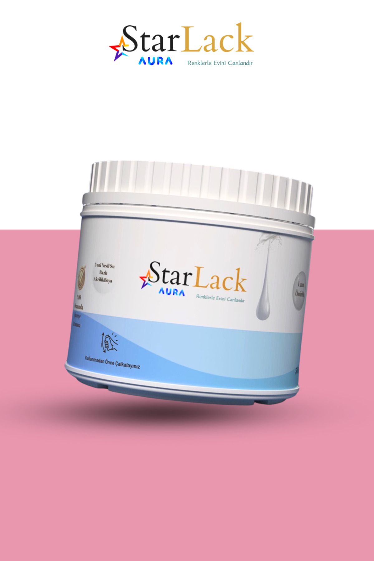 starlack Aura 500ml Akrilik Su Bazlı Hobi Dönüşüm Boyası ( Tezgah-fayans-dolap-cam-plastik-ahşap-kapı )