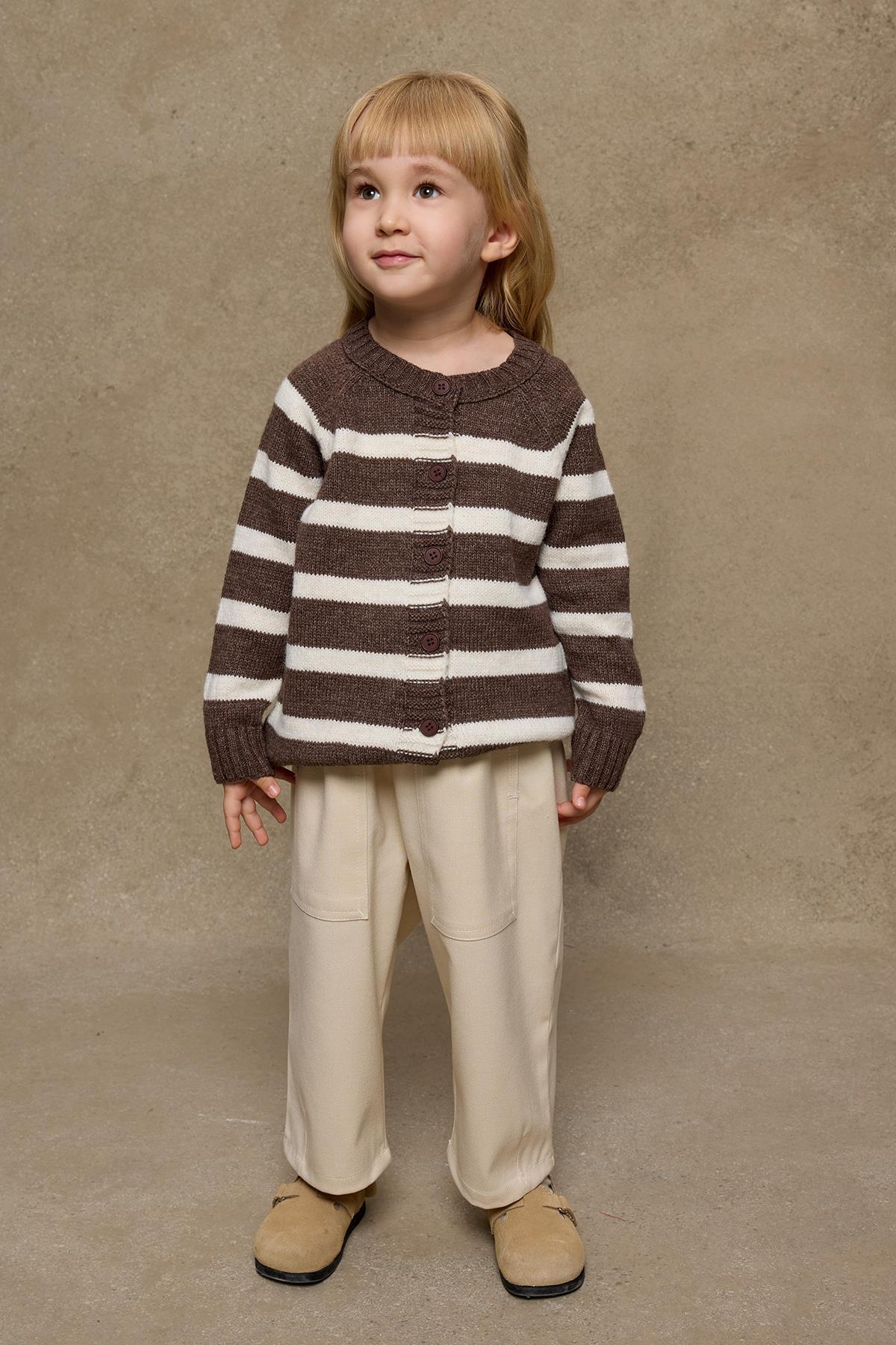Fahhar Kids Çizgili Triko Hırka Kahverengi fotoğrafı 6 (önizleme)