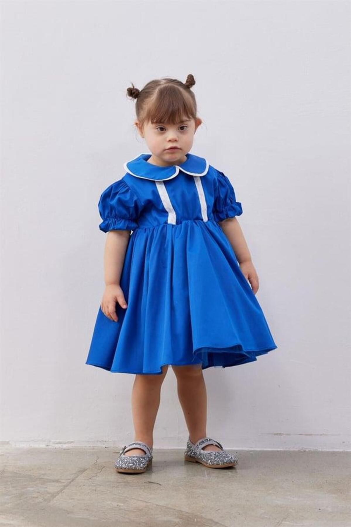 Fahhar Kids-Blue Puffy Dress - Balloon Sleeves Baby 2