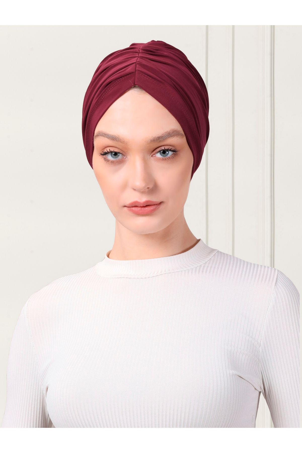 ada sanatsal-Practical Hijab Bonnet with Double Sided Scarf Claret Red 1