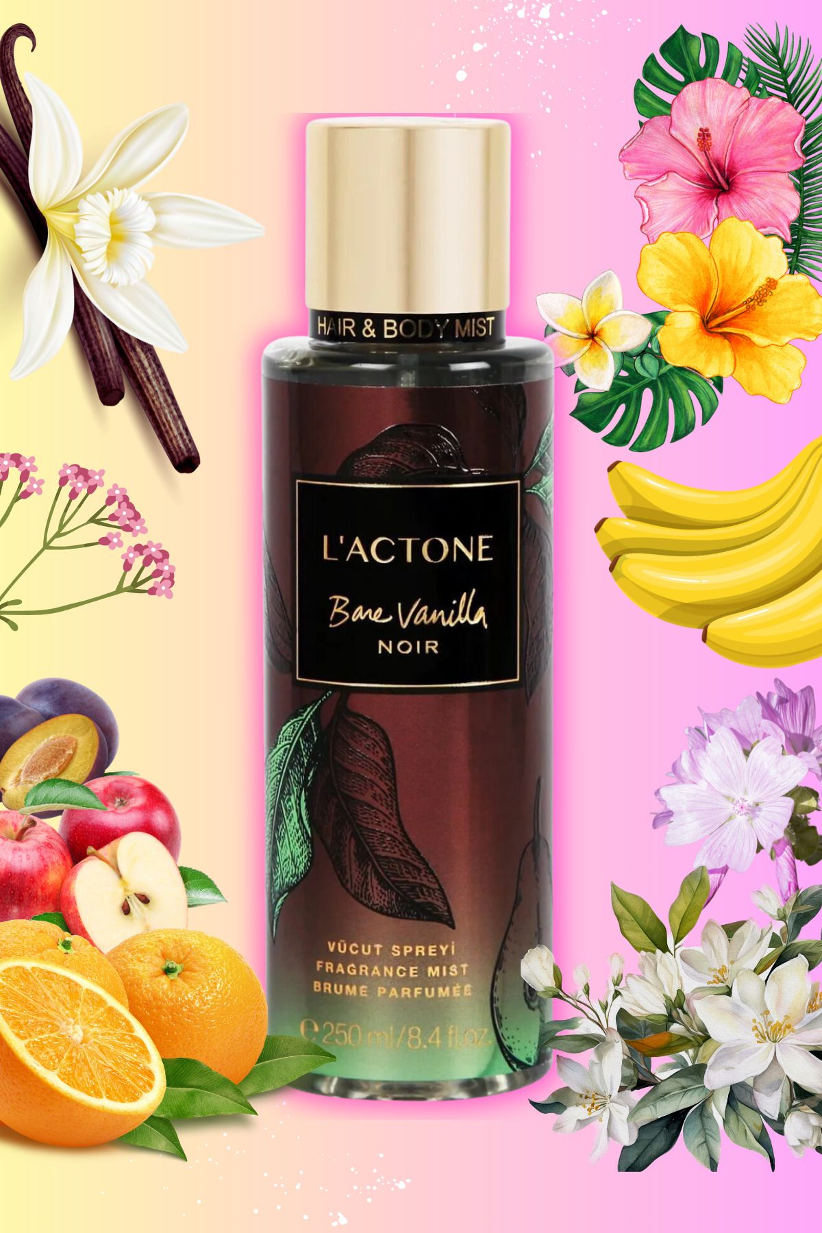 L'ACTONE Bane Vanilla Noir Body & Hair Mist 250 ml / Vücut & Saç Spreyi