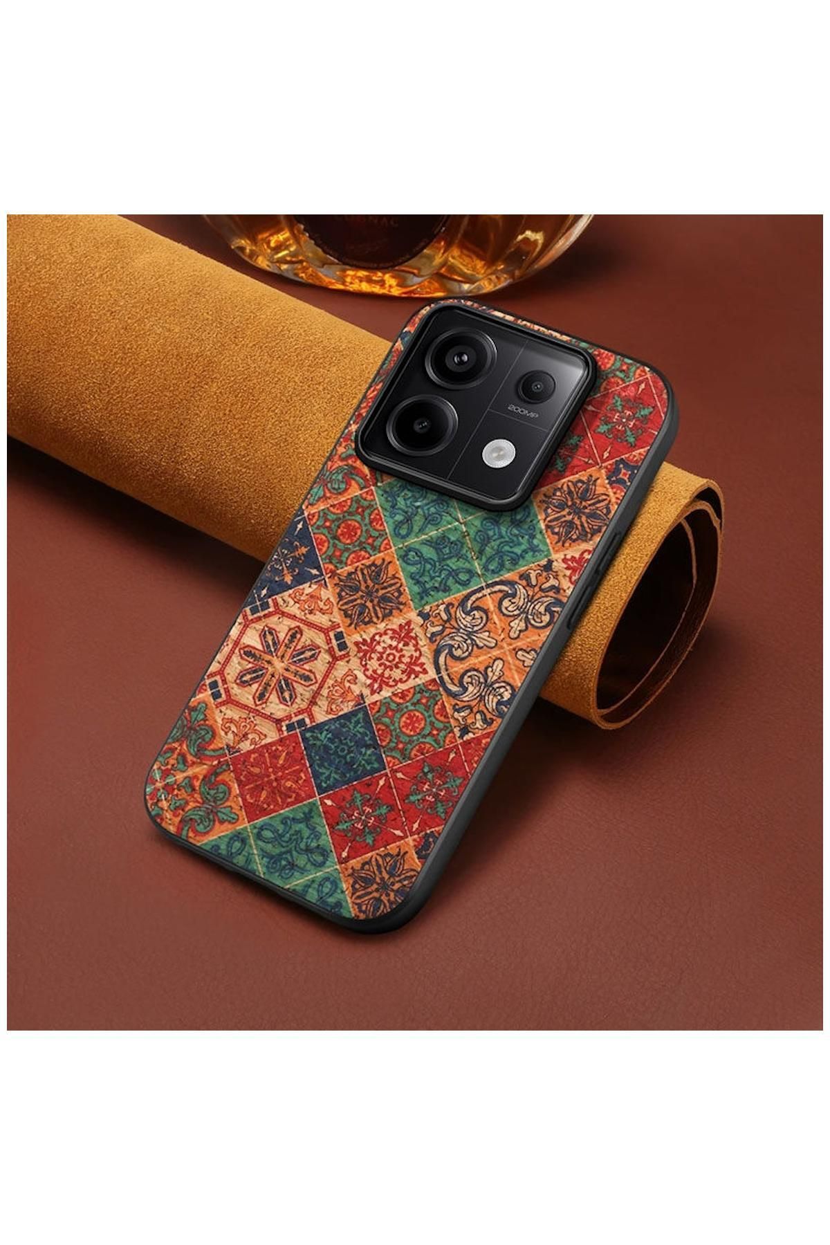 Zebana Xiaomi Redmi Note 14S Uyumlu Kılıf Zebana Vintage Kumaş Kılıf Desen 3
