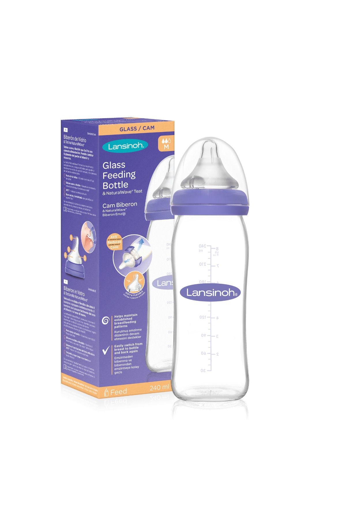 LANSINOH Naturalwave Cam Biberon 240 ml