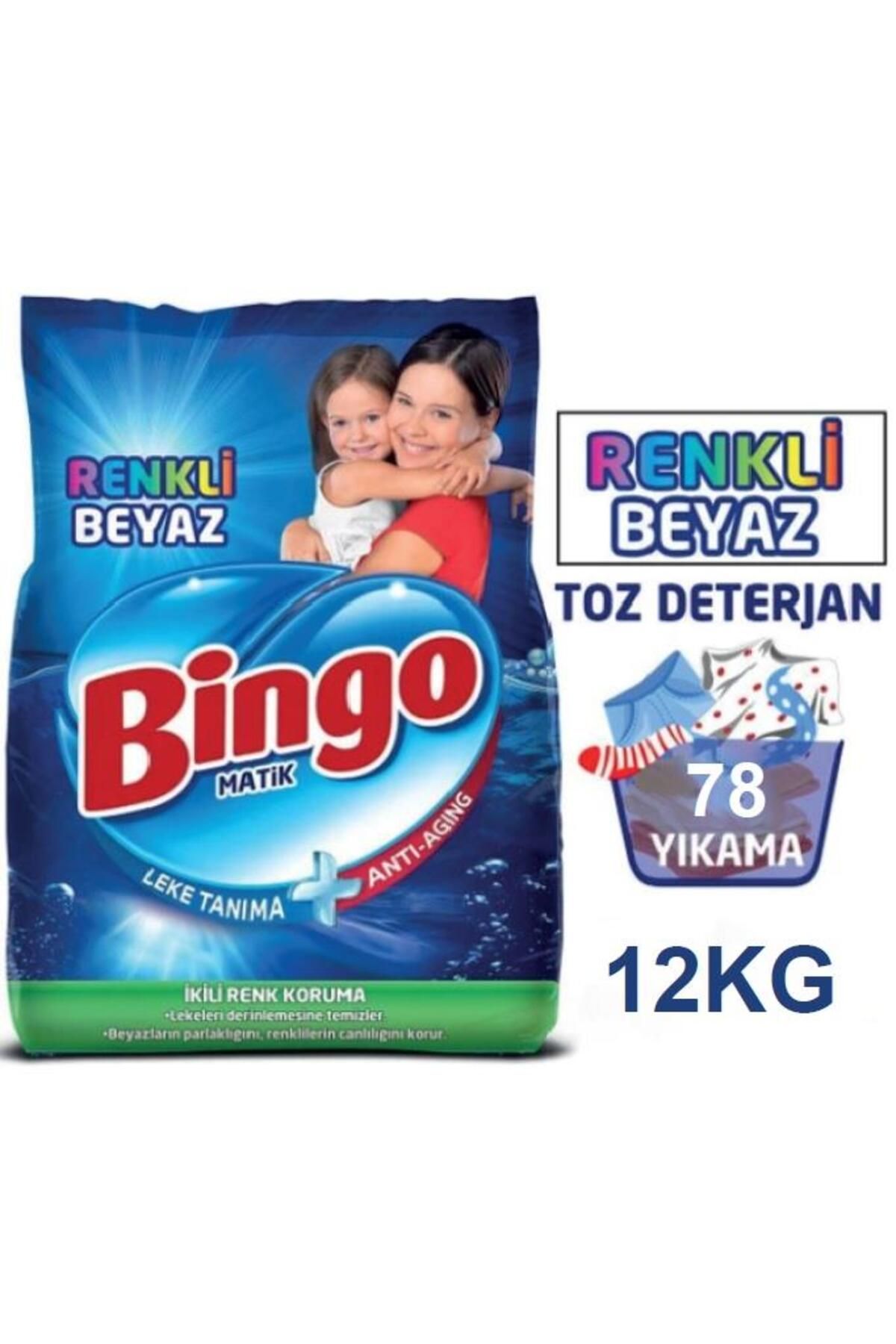 Bingo Matik Renkli Beyaz 4 kg 3'Lü Paket Beyazlar ve Renkliler için Toz Çamaşır Deterjanı