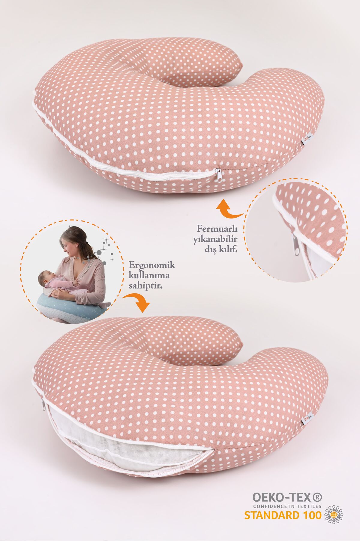 Umaybebek Emzirme Yastığı Minderi, Pamuk Kumaş - Dolgulu Yastık 60x60 Cm fotoğrafı 2 (önizleme)