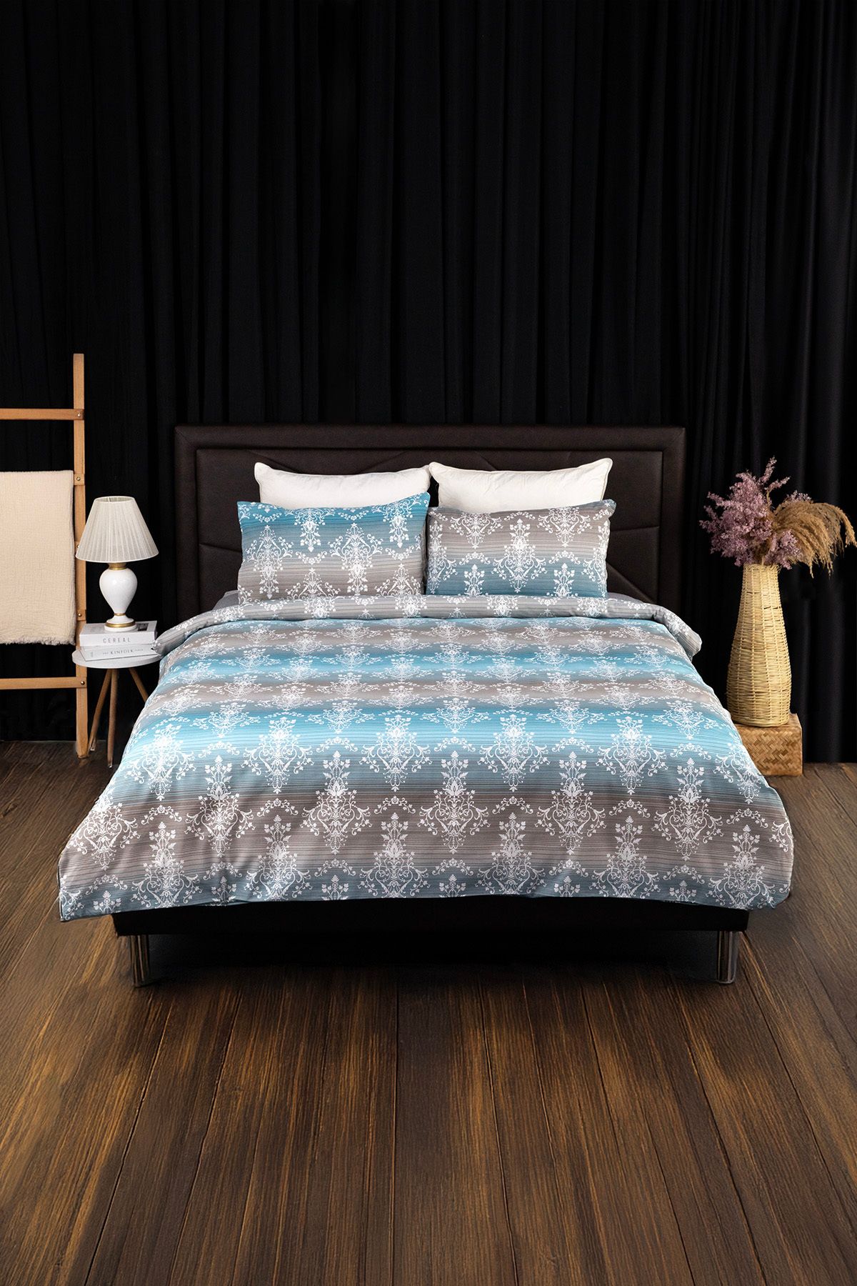 FAVORA-Nova Double Bedding Set with Elastic Sheets - Petrol 2