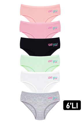 Öts Kız Çocuk 6'lı Paket Pamuklu Baskılı Külot Mıx Color