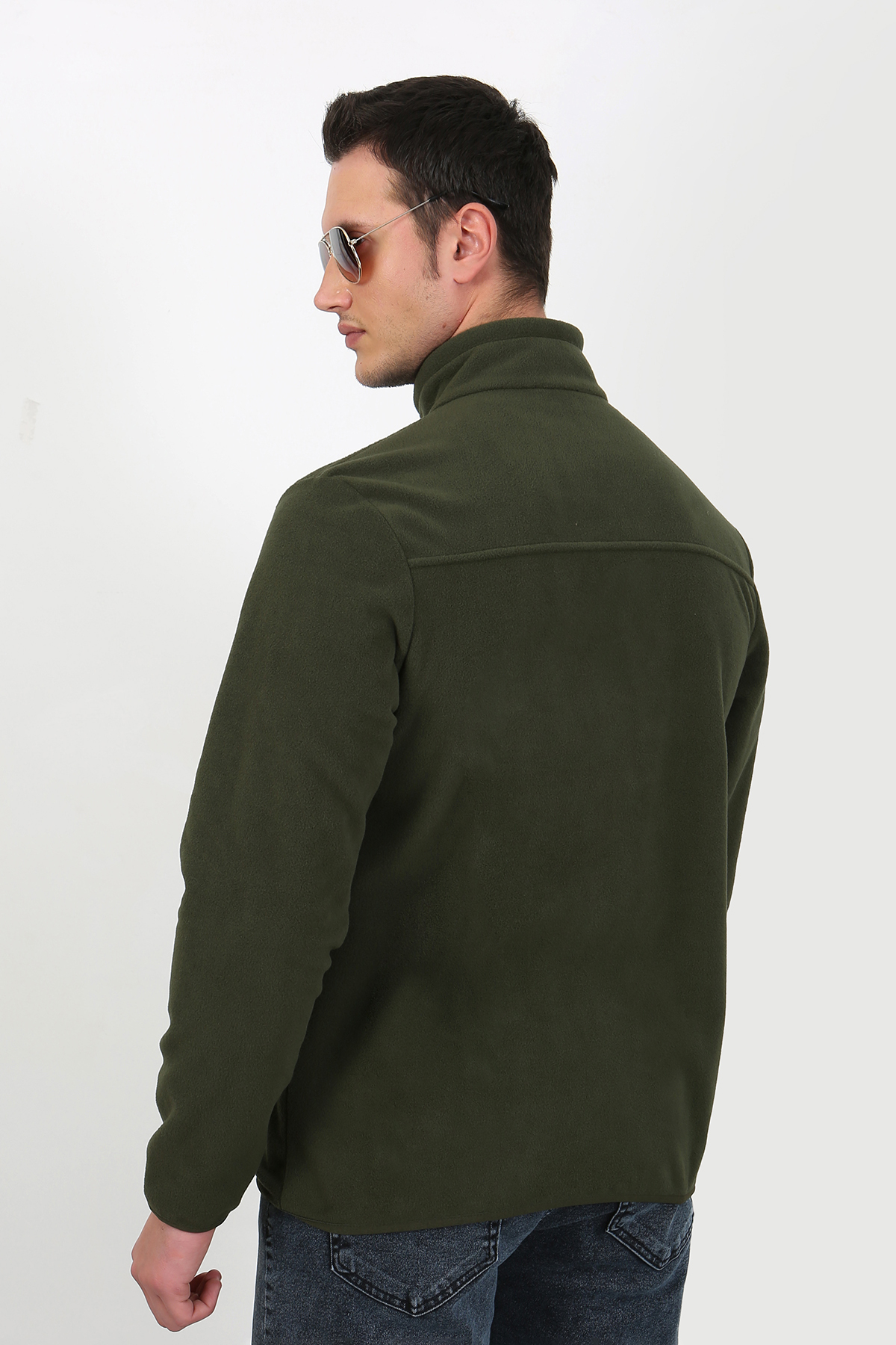 ژاکت بافت‌دار نرم زمستانی میکرو پشمی سایز معمولی ۶۰۱۹ — خاکی — تصویر 6 از 6