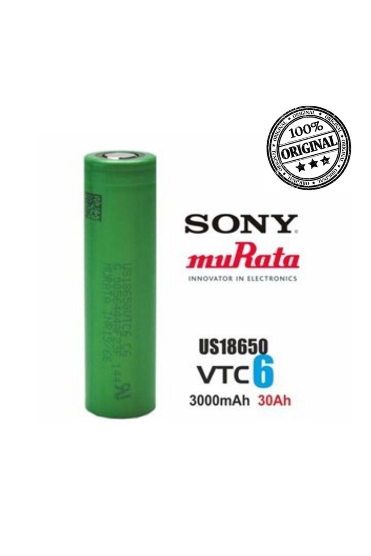 MURATA Vtc6 3000mah 30a 18650 Pil 1 Adet