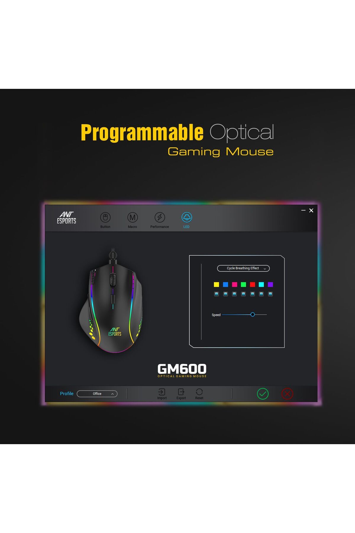 Ant Esports-Gm600 Rgb Wired Gaming Mouse | 7200 Dpi, 7 Buttons, Programmable, Rgb Lights 2