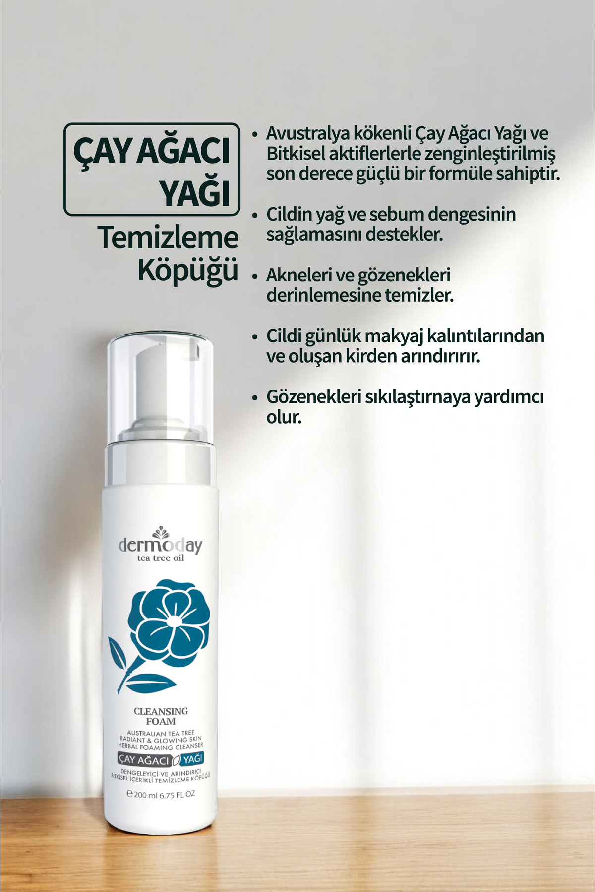 Çay Ağacı Yağı Dengeleyici Cilt Temizleme Köpüğü 200 ml — DRÇAYKPK — تصویر 2 از 3