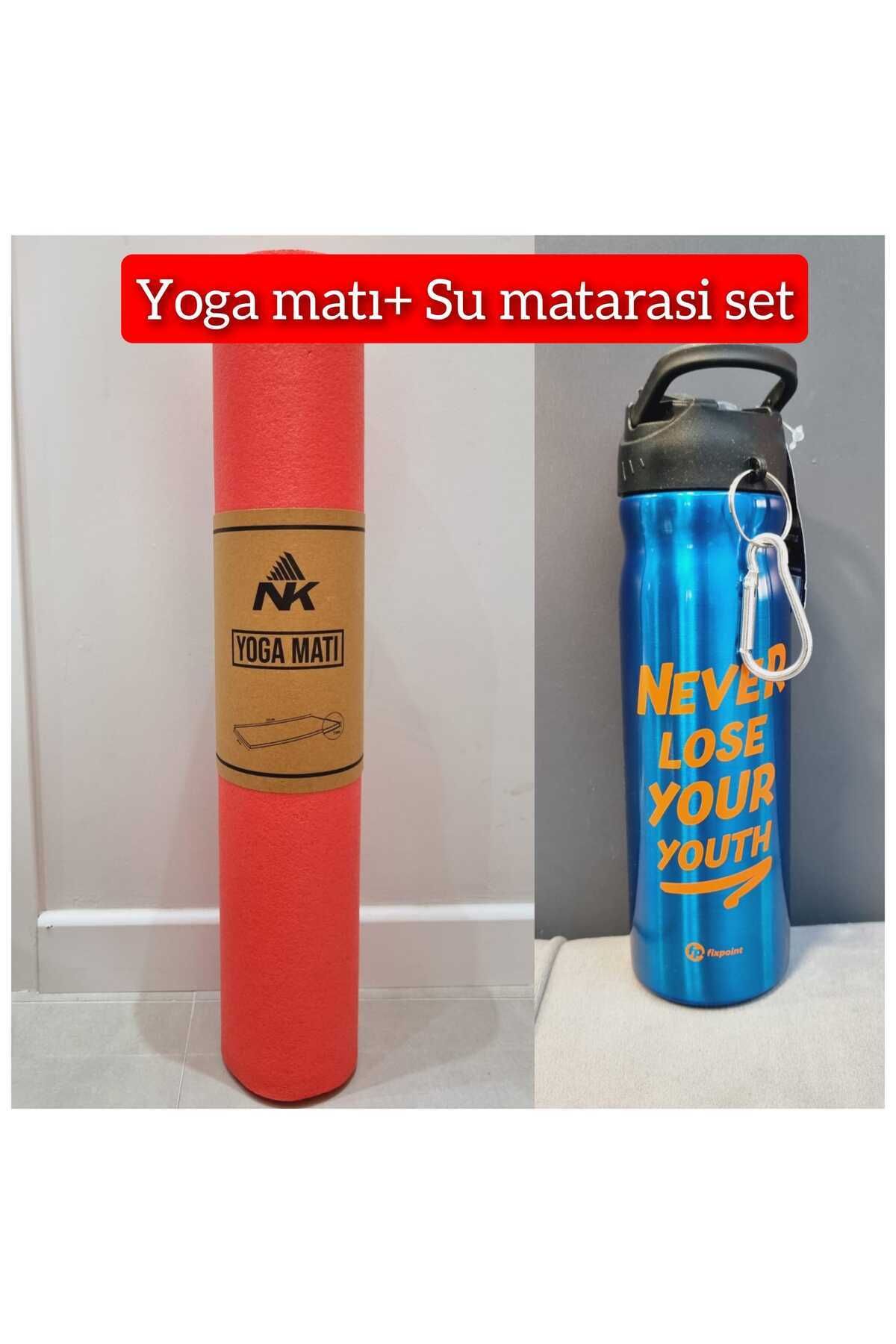 Lider MAGNESİA LİDER MAGNESİA YOGA, EGZERSİZ MATI 155CMX60CM VE ÇELİK SU MATARASI TERMOS 500ML SETİ