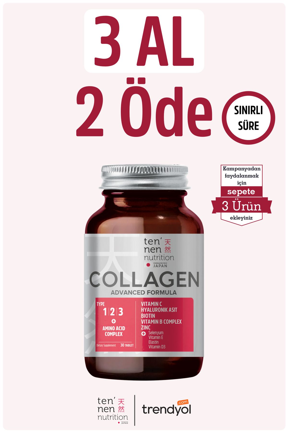 Tennen Nutrition-4 Types of Collagen with Vitamin C and Zinc - Type 1, Type 2, Type 3, Type 5, Coenzyme Q10, Selenium, B12 1