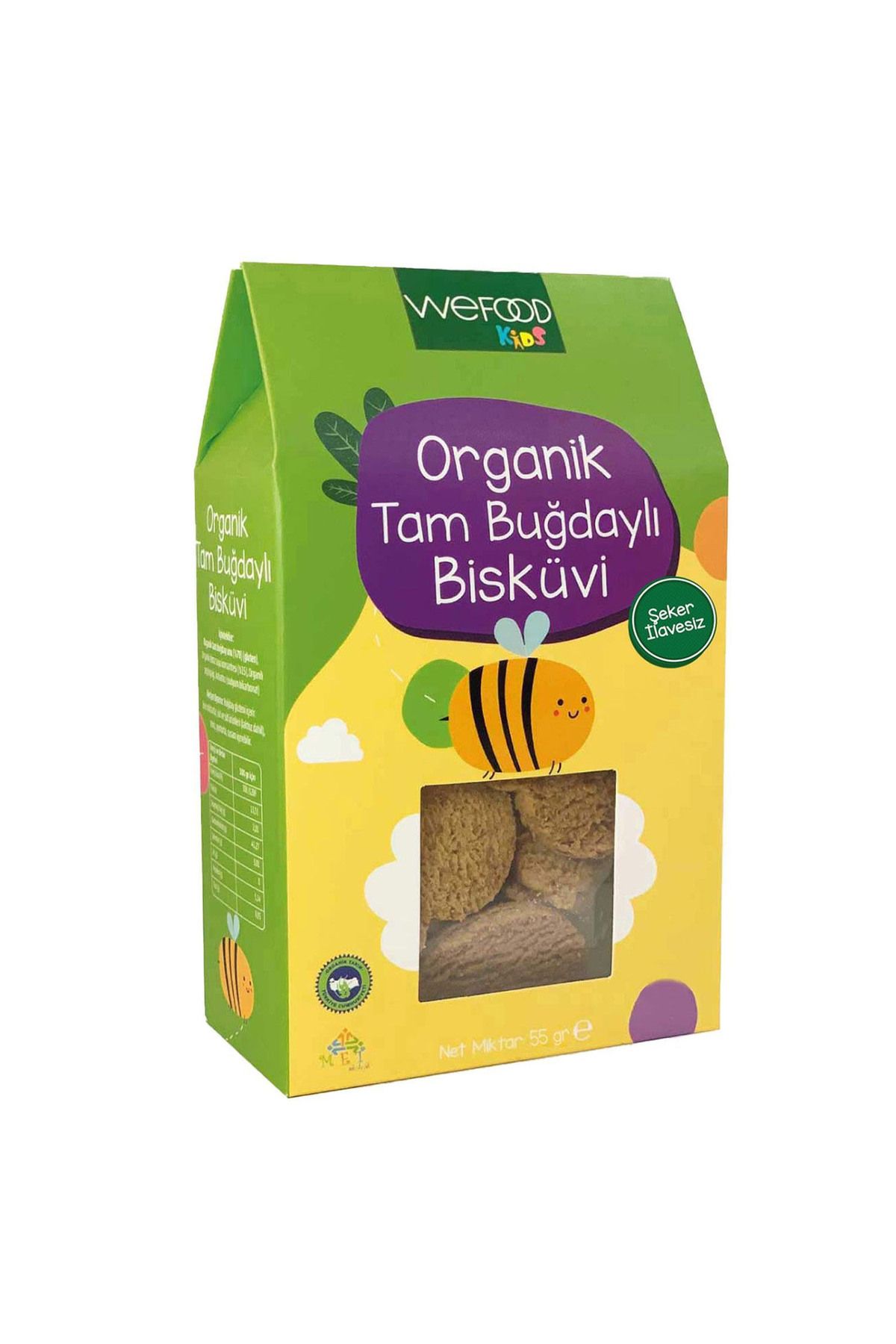 Wefood Kids Organik Tam Buğdaylı Bisküvi 55 gr 5'li