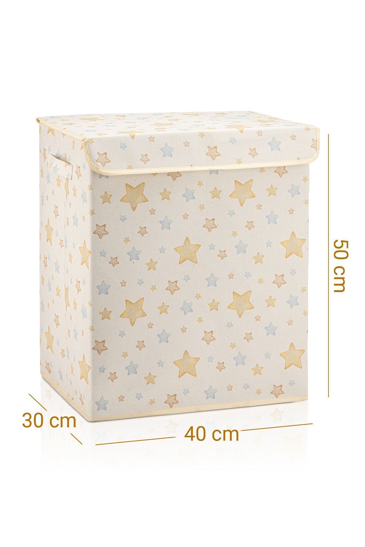 Rope Home-Star Patterned Multi-Purpose Toy Laundry Storage Box with Lid Foldable Organizer 30X40X50 3