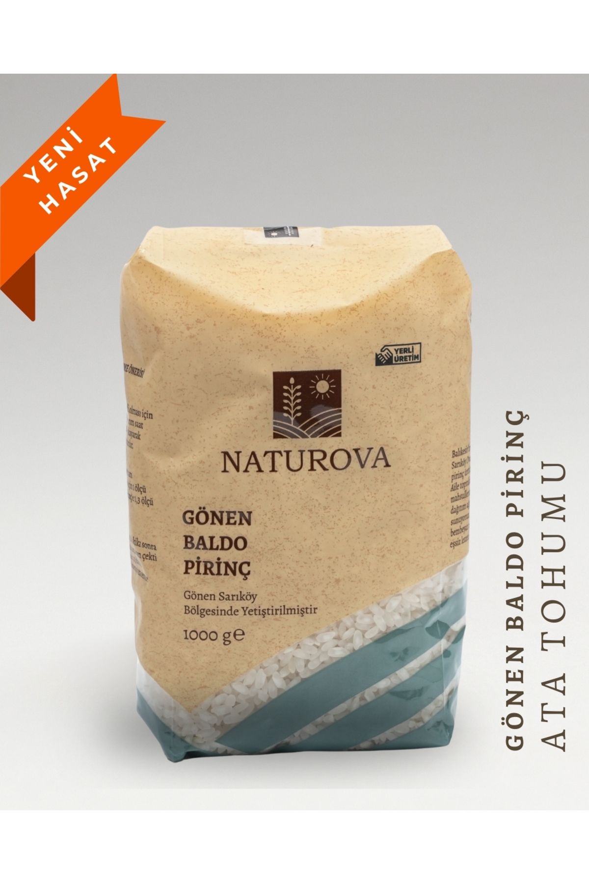 NATUROVA Gönen Baldo Pirinç 1 Kg - Doğal Tarım, Yerli Tohum