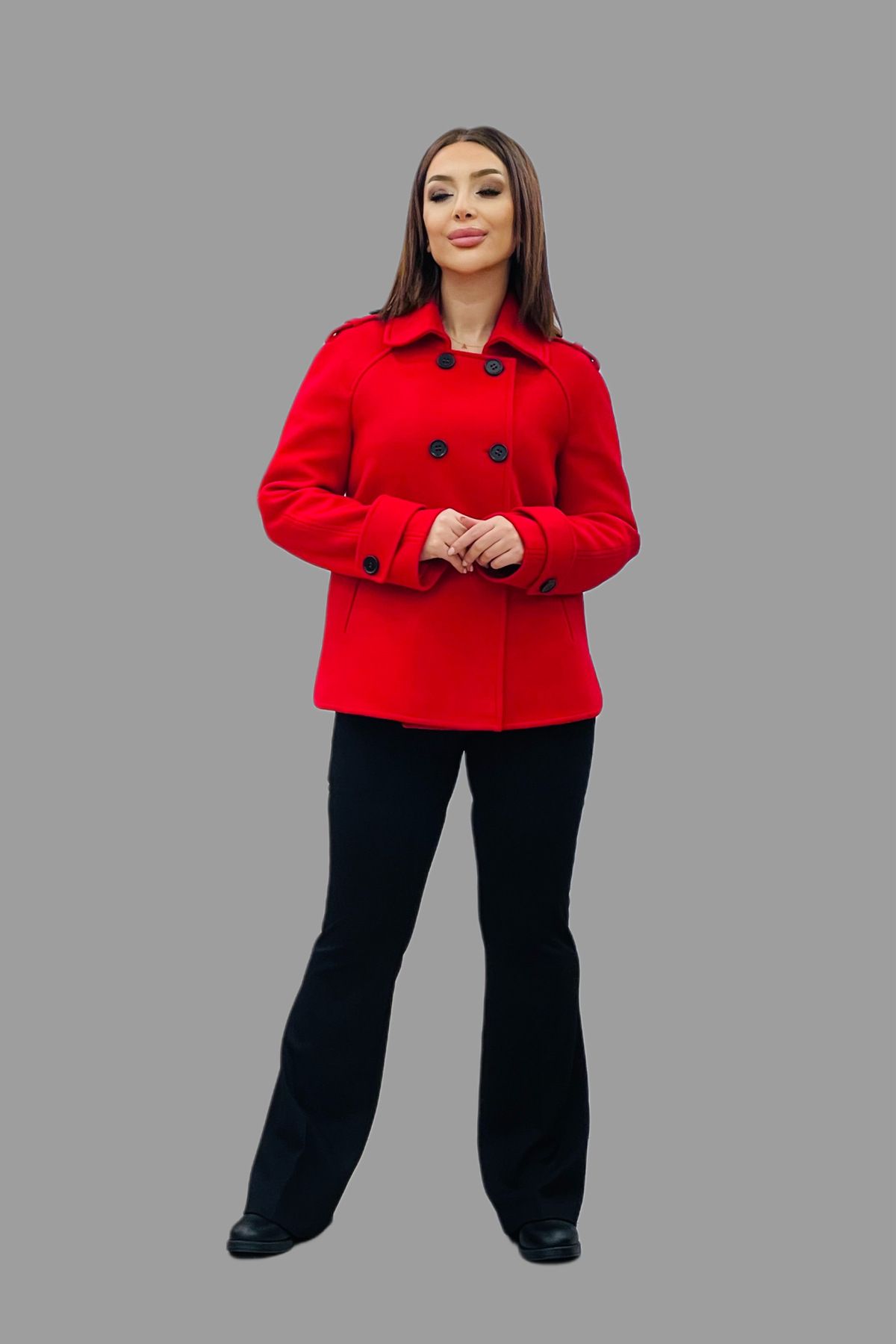 Ekol-7057-24K Model Collared Stamp Coat 4