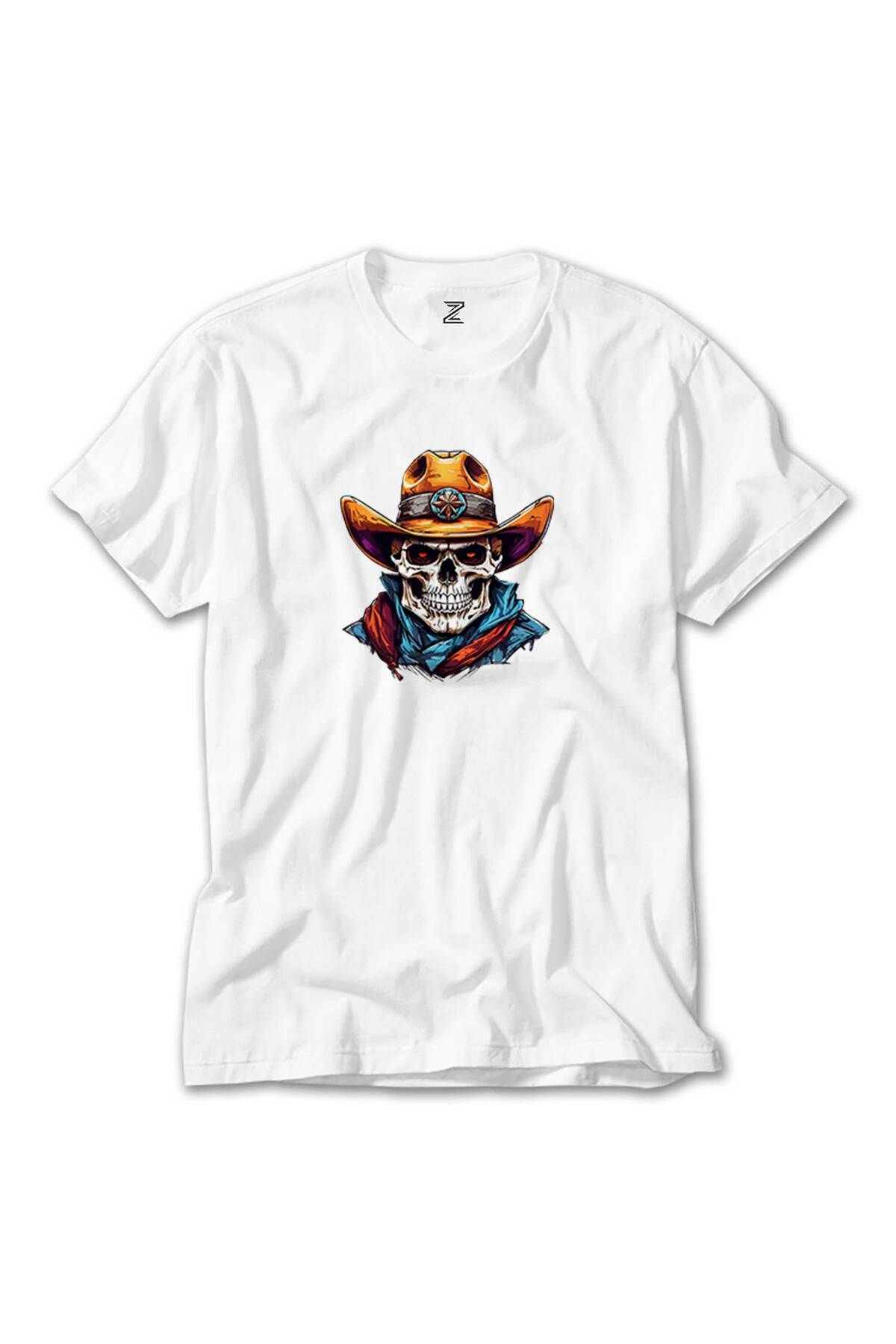 WAKHA Kovboy Skull Sherif Beyaz Tişört