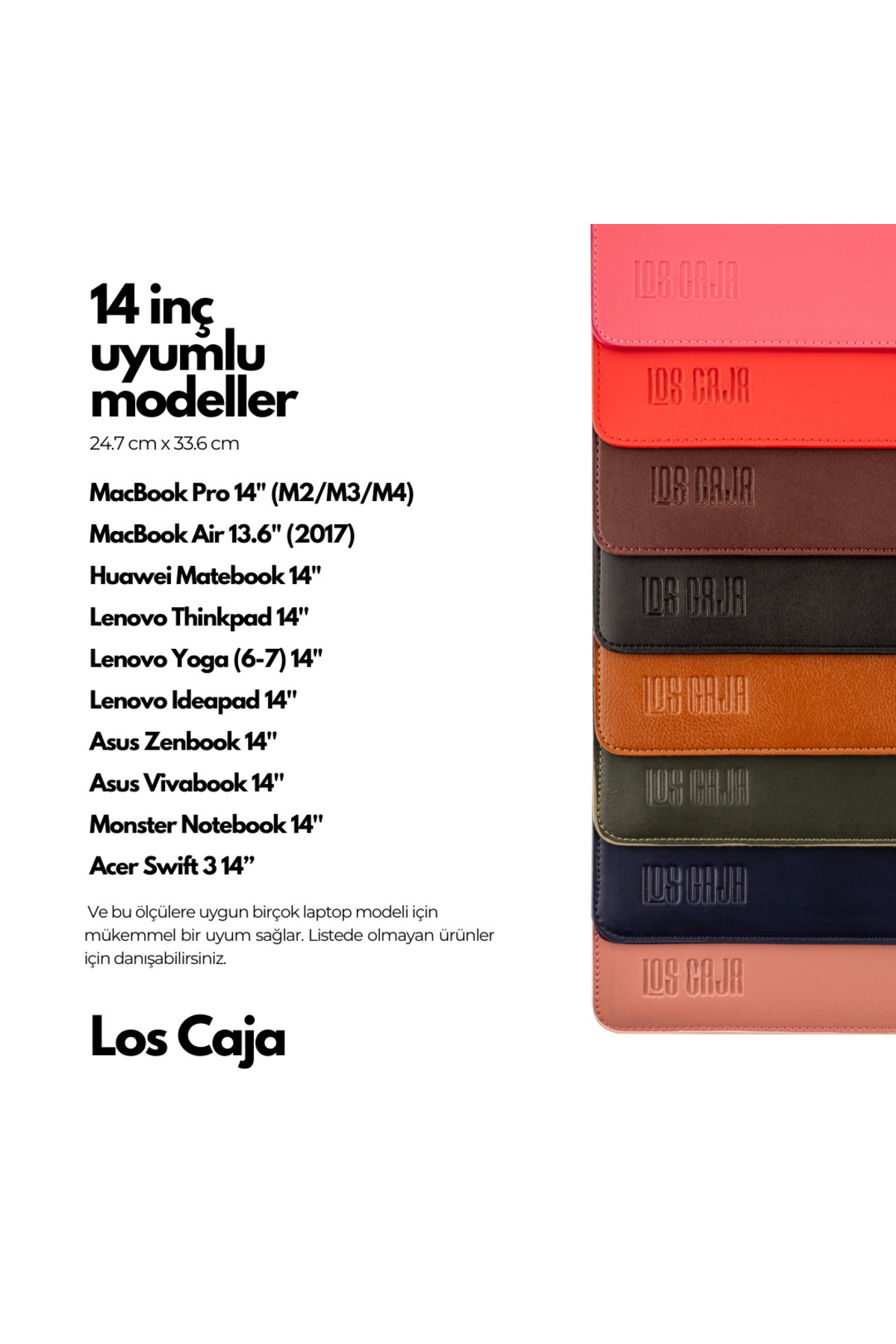 LOS CAJA  Laptop Kılıfı ,14 inç, Macbok Kılıfı, Vegan Deri, Su Itici Özellikli, Notebook Laptop Çantası - Görsel 9