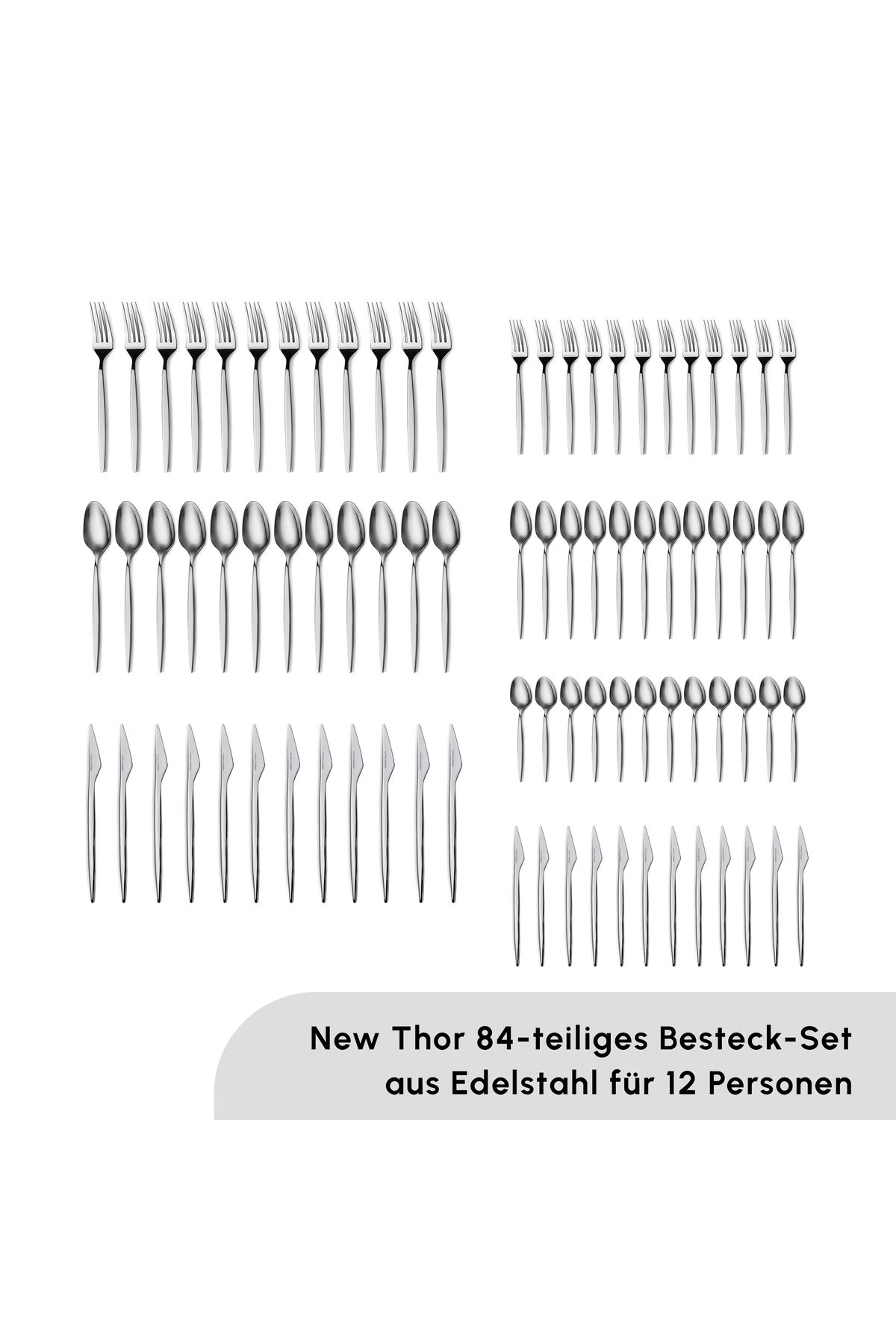 Karaca-Thor 84-teiliges Tafelbesteck mit Schachtel, Edelstahl in eleganter Box Stilvolles 3