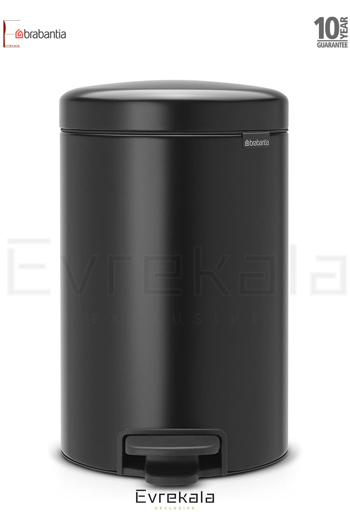 Brabantia Evrekala Çöp Kutusu Brabantia Black Pedal Bin -Yetkili Evrekala- Yeni 12 Litre Siyah Çöp Kovası