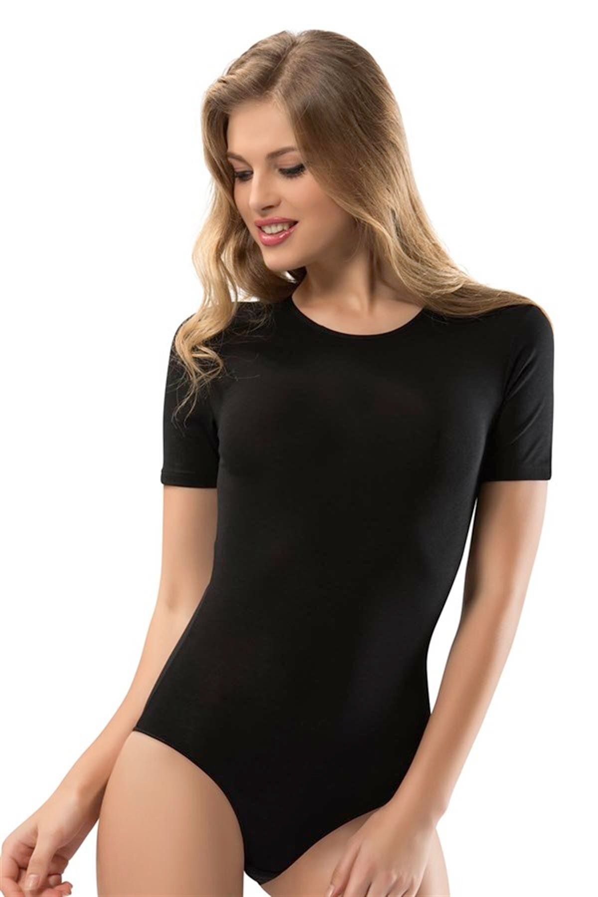 ERDEM İÇ GİYİM Erdem Siyah Yarım Kol Body 2409