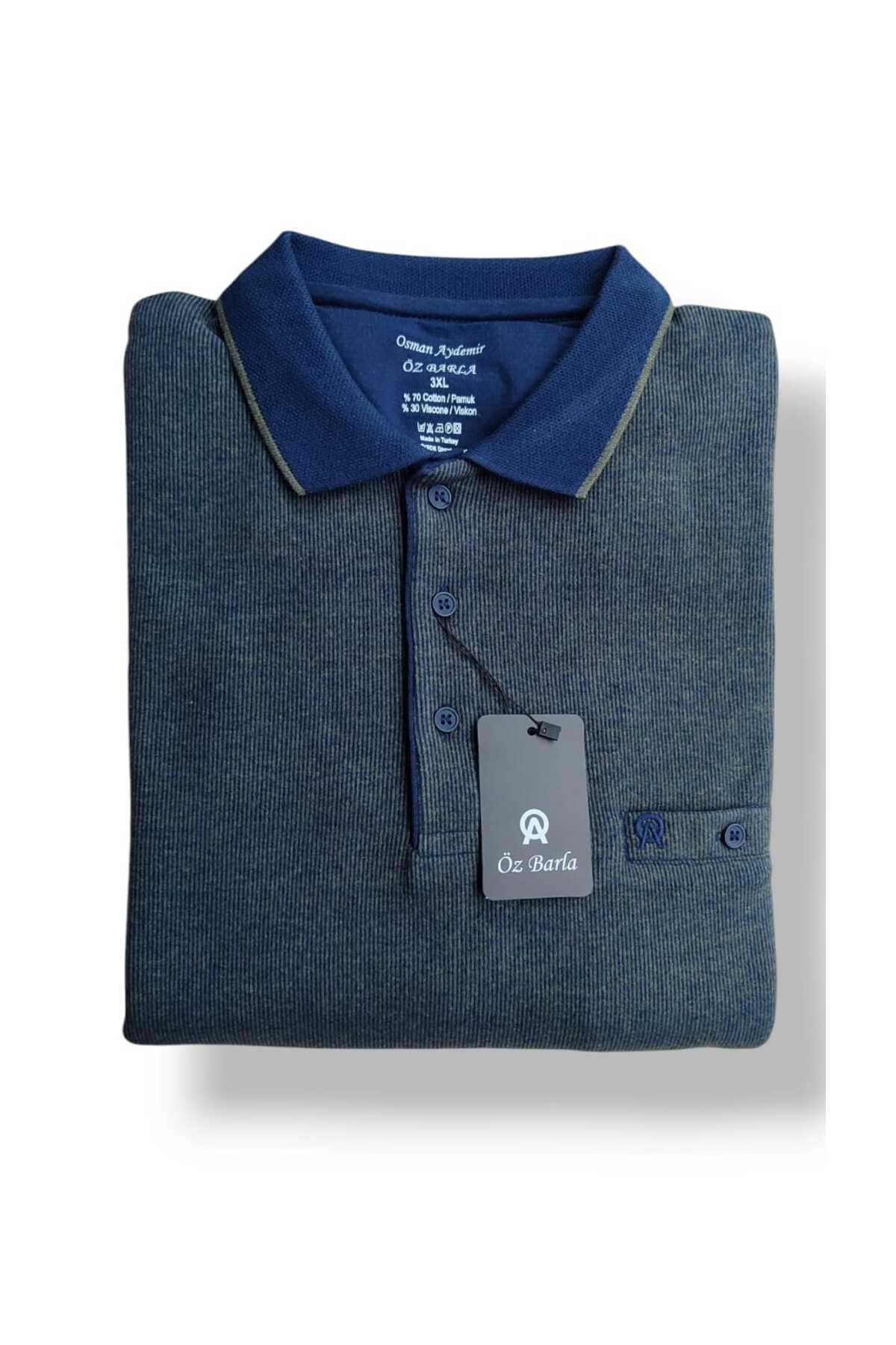 ÖZ BARLA TRİKO Büyük Beden Yakalı Cepli Selanik Baba Kazak [pamuklu Üst Kalite Gramajlı Kalın Ürün] 3xl.4xl görsel 3