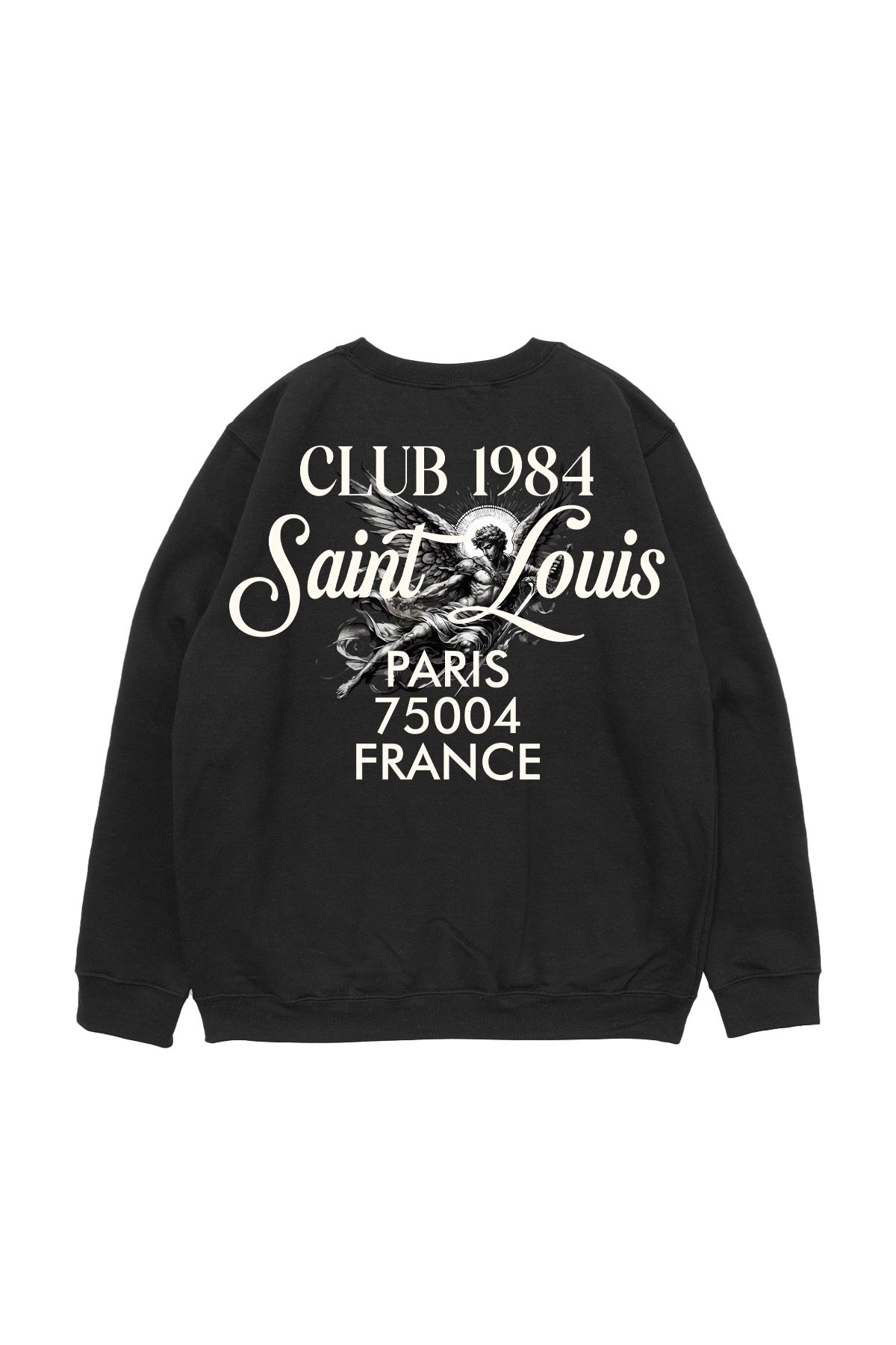 Sekizbiraltı-Φούτερ με στάμπα Saint Louis Μαύρο Oversize Unisex 1