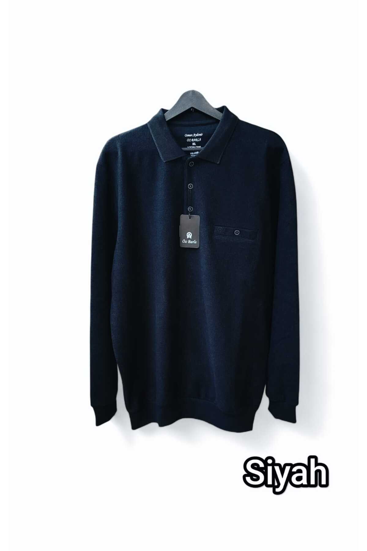 ÖZ BARLA TRİKO Büyük Beden Yakalı Cepli Selanik Baba Kazak [pamuklu Üst Kalite Gramajlı Kalın Ürün] 3xl.4xl görsel 5