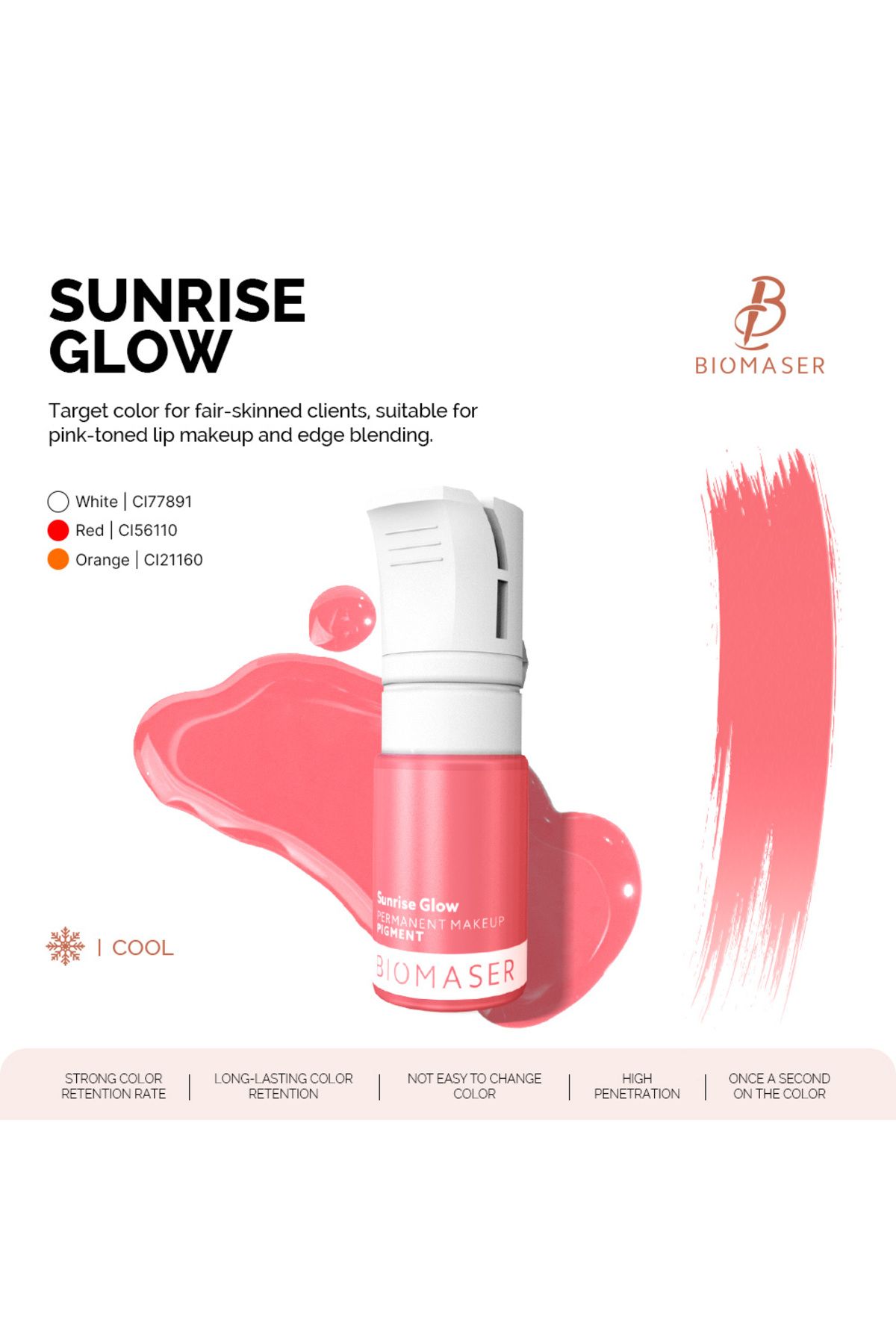 BİOMASER Biomaser SUNRİSE GLOW, PUDRA SERİ 12ml REACH ONAYLI PROFESYONEL DOĞAL DUDAK PİGMENTİ