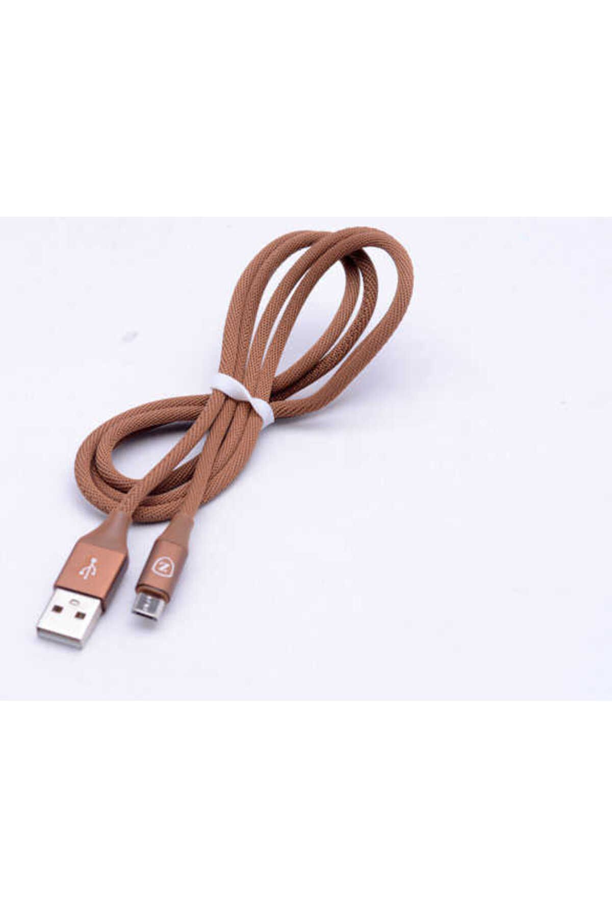 zore Kahverengi Metal Uçlu 8600 Micro Usb Kablo-Zore