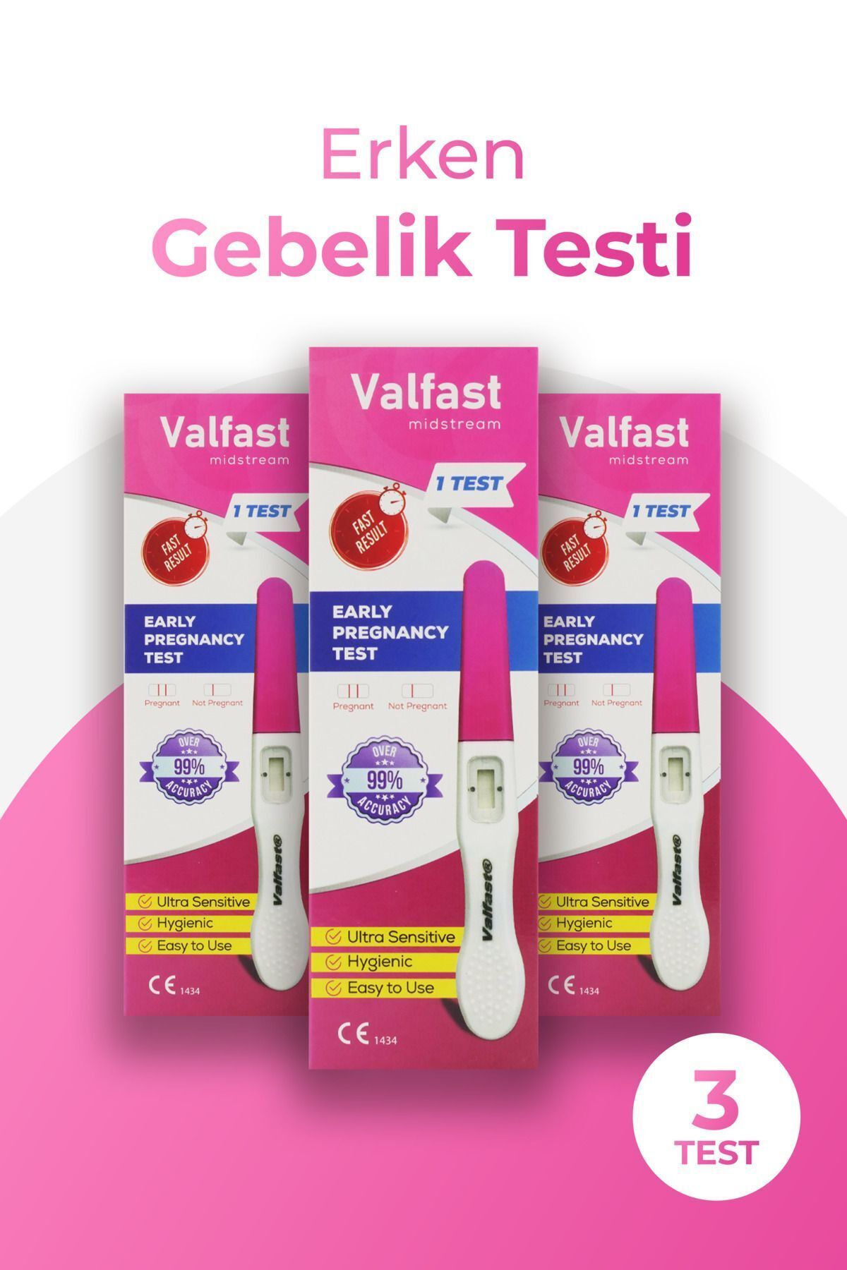 Valfast Erken Gebelik Testi Hızlı Hamilelik Testi 3 Adet