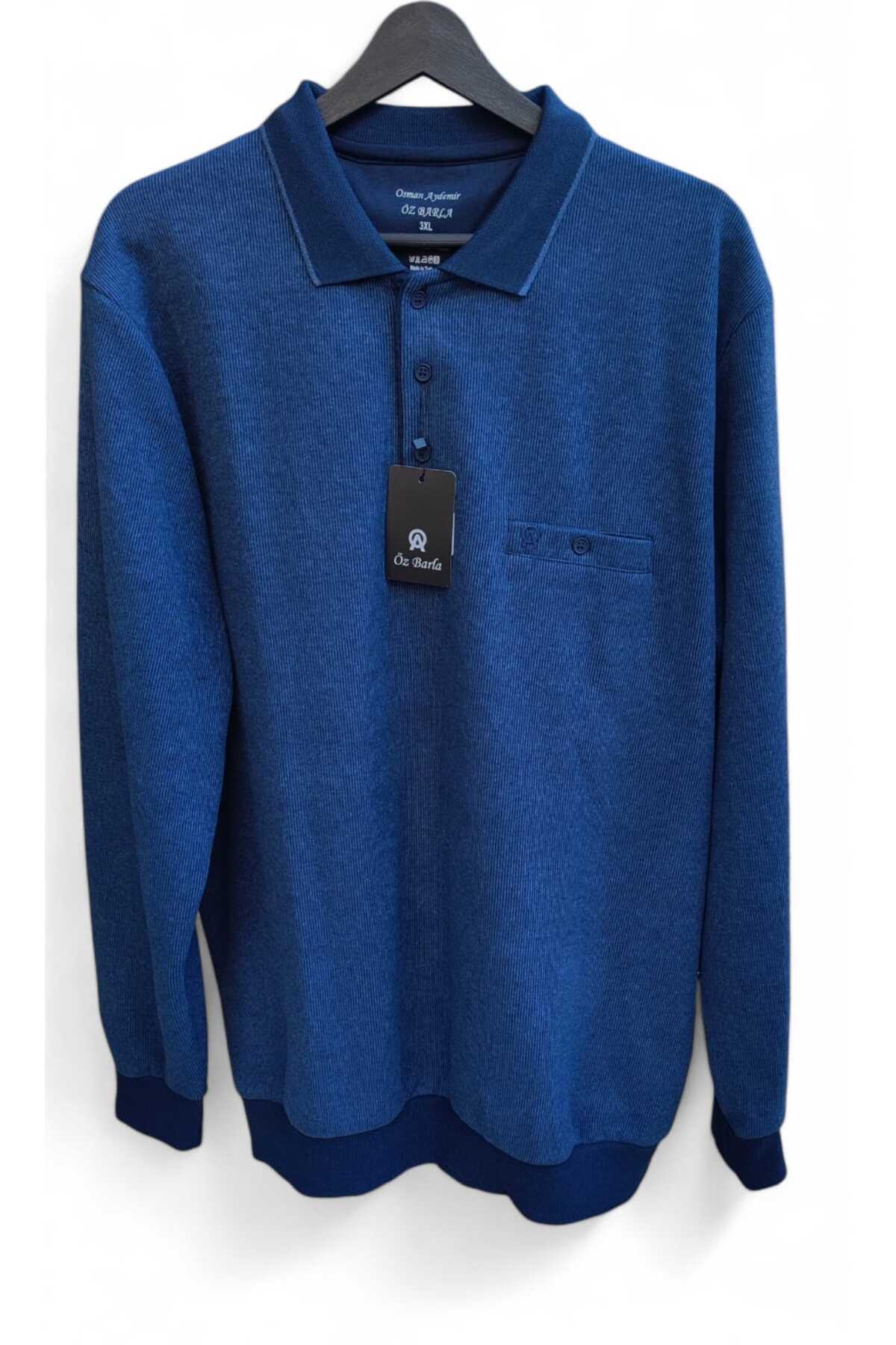 ÖZ BARLA TRİKO Büyük Beden Yakalı Cepli Selanik Baba Kazak [pamuklu Üst Kalite Gramajlı Kalın Ürün] 3xl.4xl görsel 5