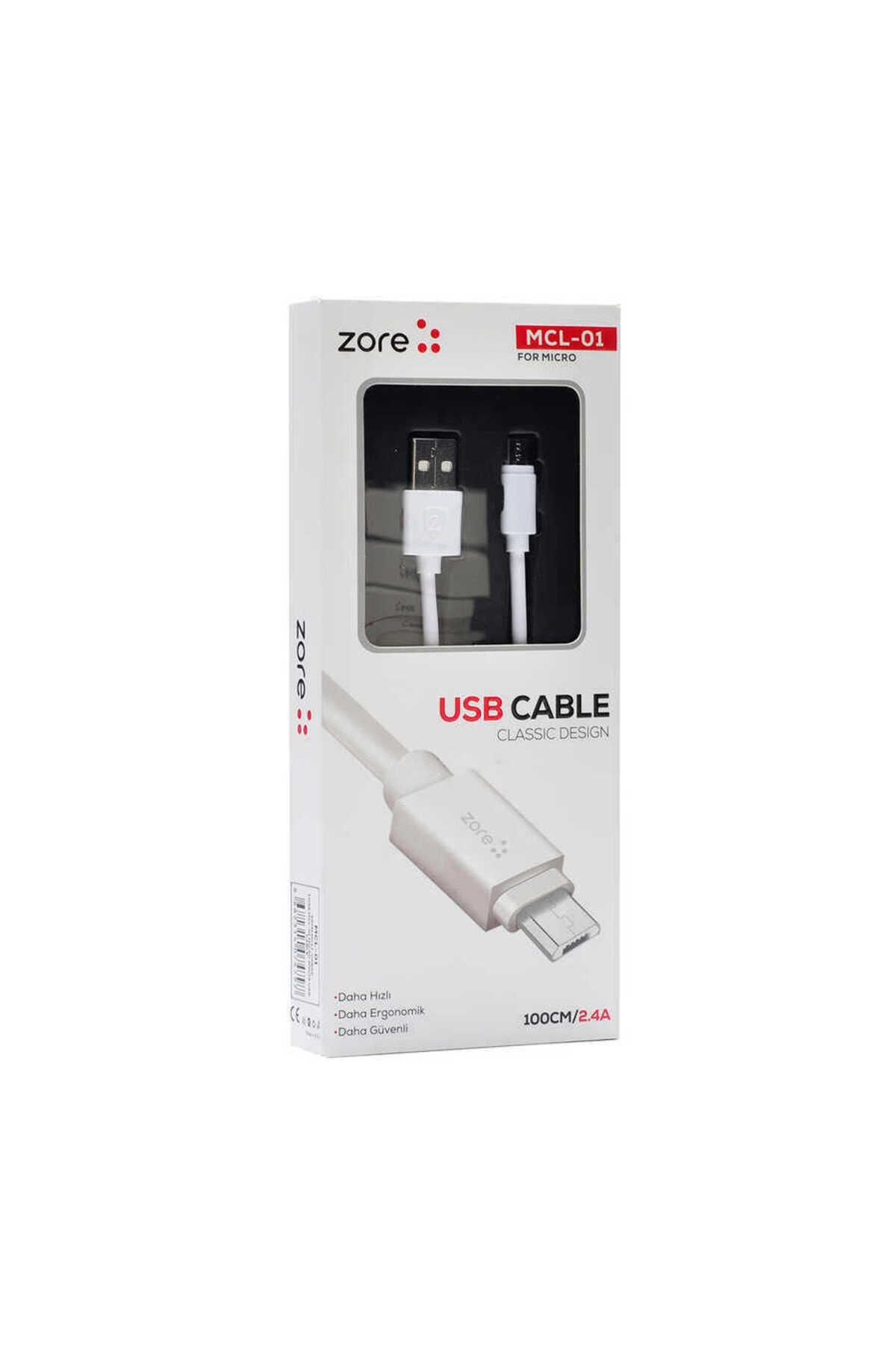 zore Beyaz MCL-01 Micro Usb Kablo-Zore