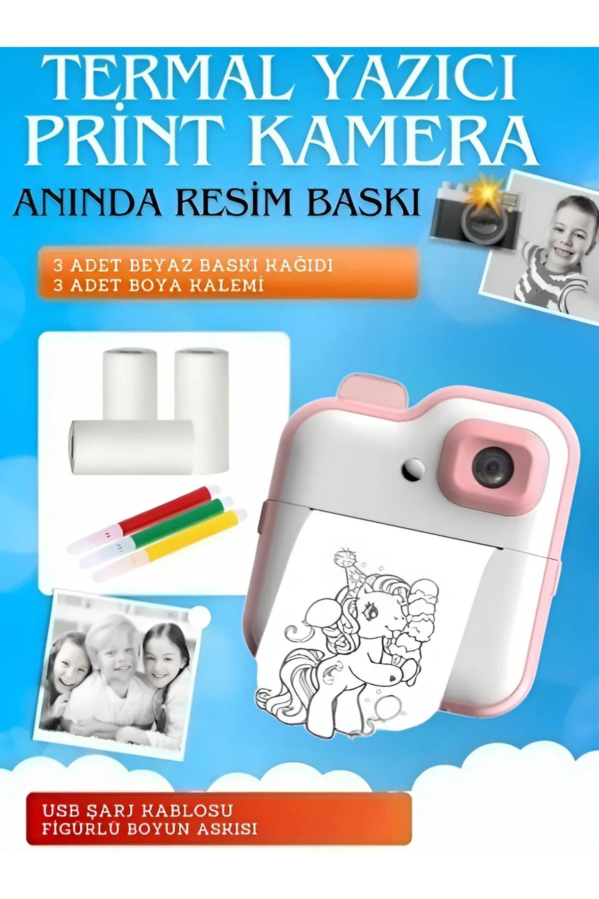 nextbuy Print Camera Çocuk Fotoğraf Makinesi Dijital HD Video Kamera Anlık Termal Resim Kağıt Baskılı Yazıcı