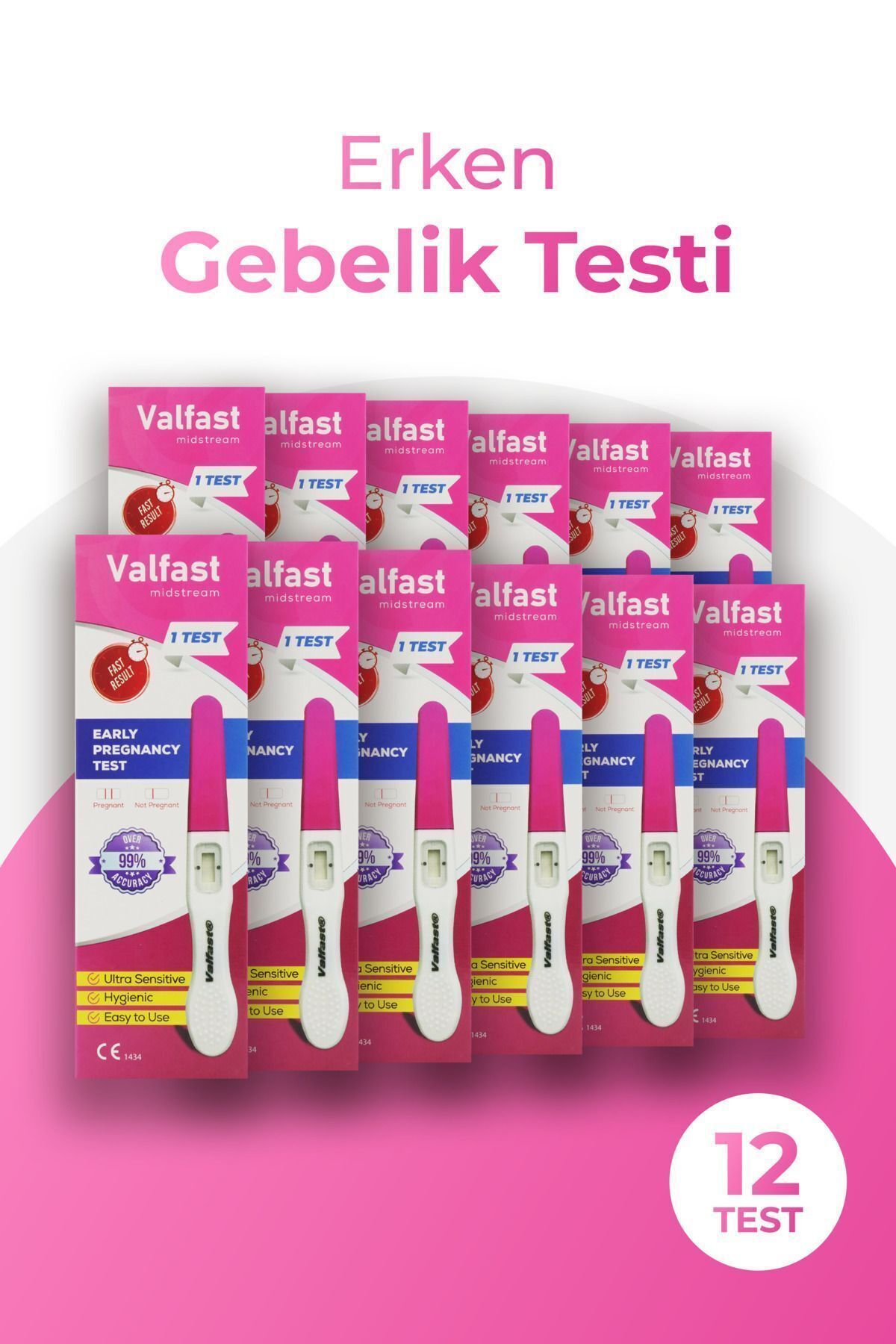 Valfast Erken Gebelik Testi Hızlı Hamilelik Testi 12 Adet