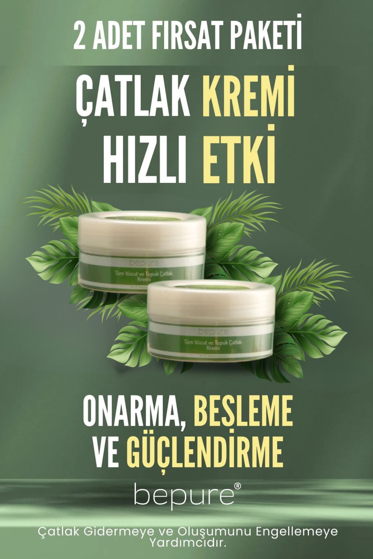 Bepure Çatlak Kremi, Çatlak Karşıtı ve Giderici, Nemlendirici Çatlak Kremi 100 ml (2X50ML)