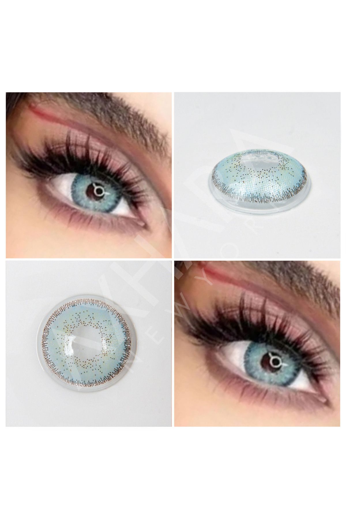 Axhara Newyork Opal Blue / Hareli Mavi Renkli Göz Lensi Kirpik / YIllık