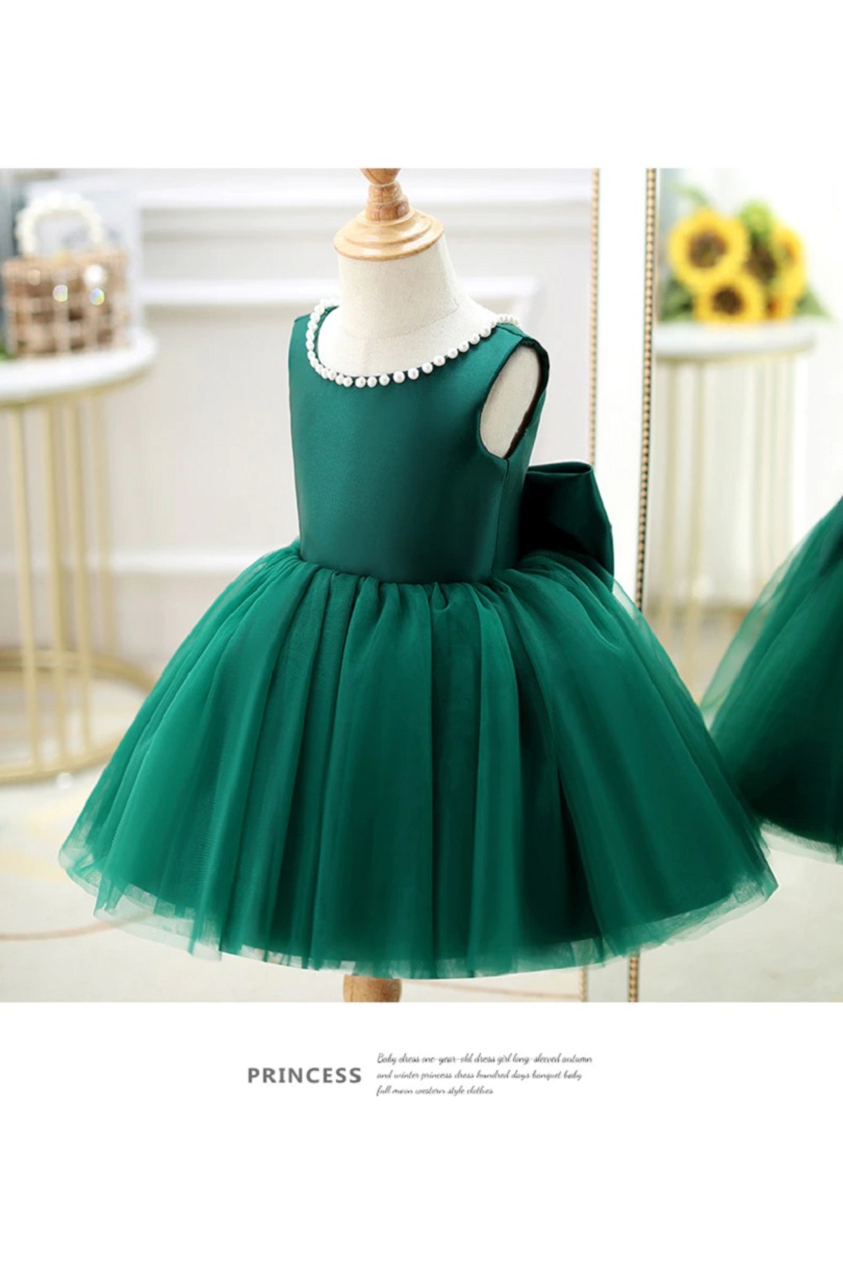 HSNLİFE Kız Bebek  Yaka ve Fiyonk İncili  Elbise  Doğum günü Elbise Kız Çocuk  Abiye  Zarif Prenses Elbise fotoğrafı 4 (önizleme)