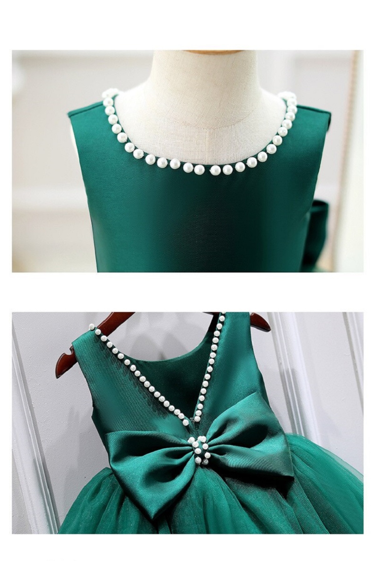 HSNLİFE Kız Bebek  Yaka ve Fiyonk İncili  Elbise  Doğum günü Elbise Kız Çocuk  Abiye  Zarif Prenses Elbise fotoğrafı 3 (önizleme)