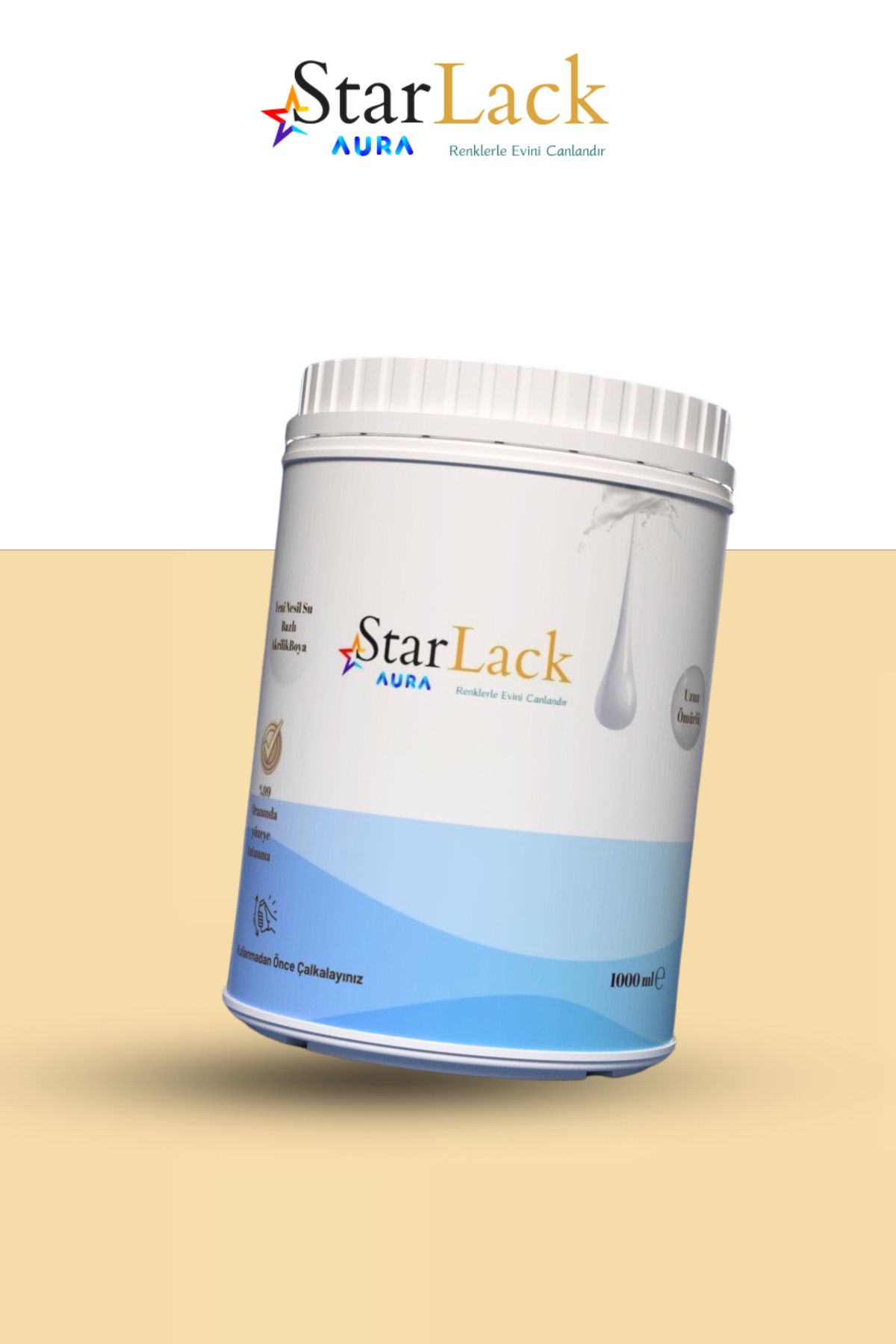 starlack Aura 1000ml Akrilik Su Bazlı Hobi Dönüşüm Boyası ( Tezgah-fayans-dolap-cam-plastik-ahşap-kapı )