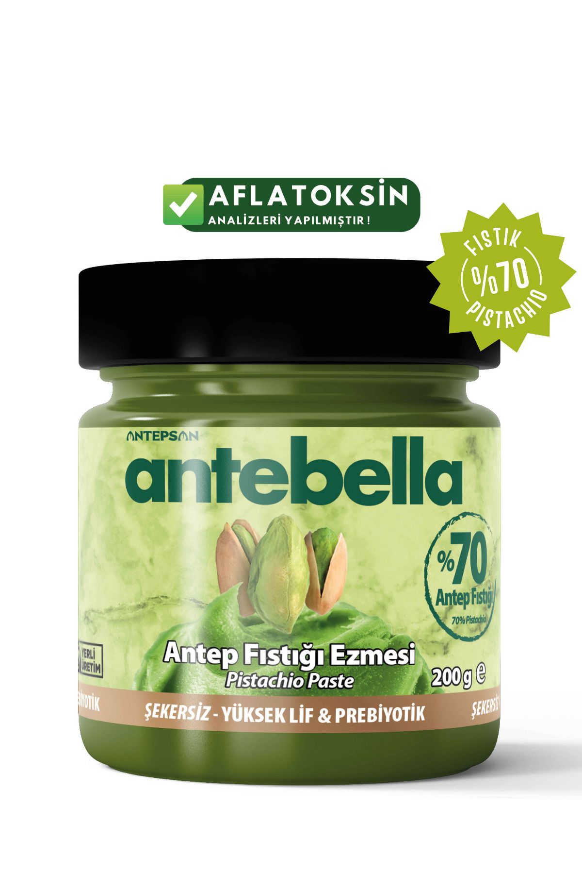 Antebella Antep Fıstık Ezmesi 200 G (ŞEKERSİZ) - Antep Fıstığı Ezmesi