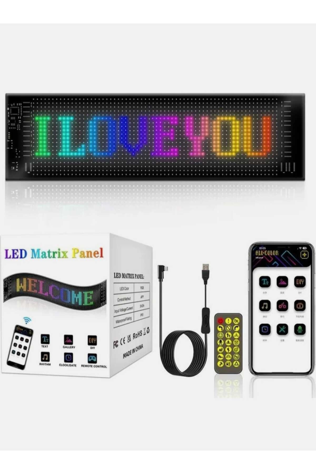 Tubrex LED Panel Cama Yapışan Telefon Kontrollü LED Ekran Panel 16*64 led Sayısı