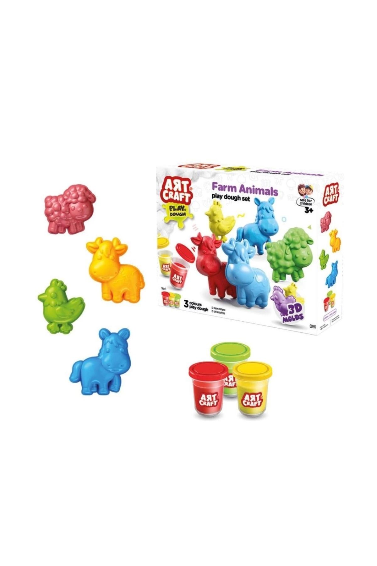 SYNOPE Çocuk 03993 Art Craft Çiftlik Hayvanları Hamur Set 168 Gr -Fentoys